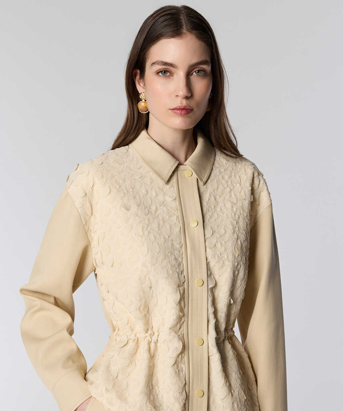 Textured Jacket with Adjustable Waist