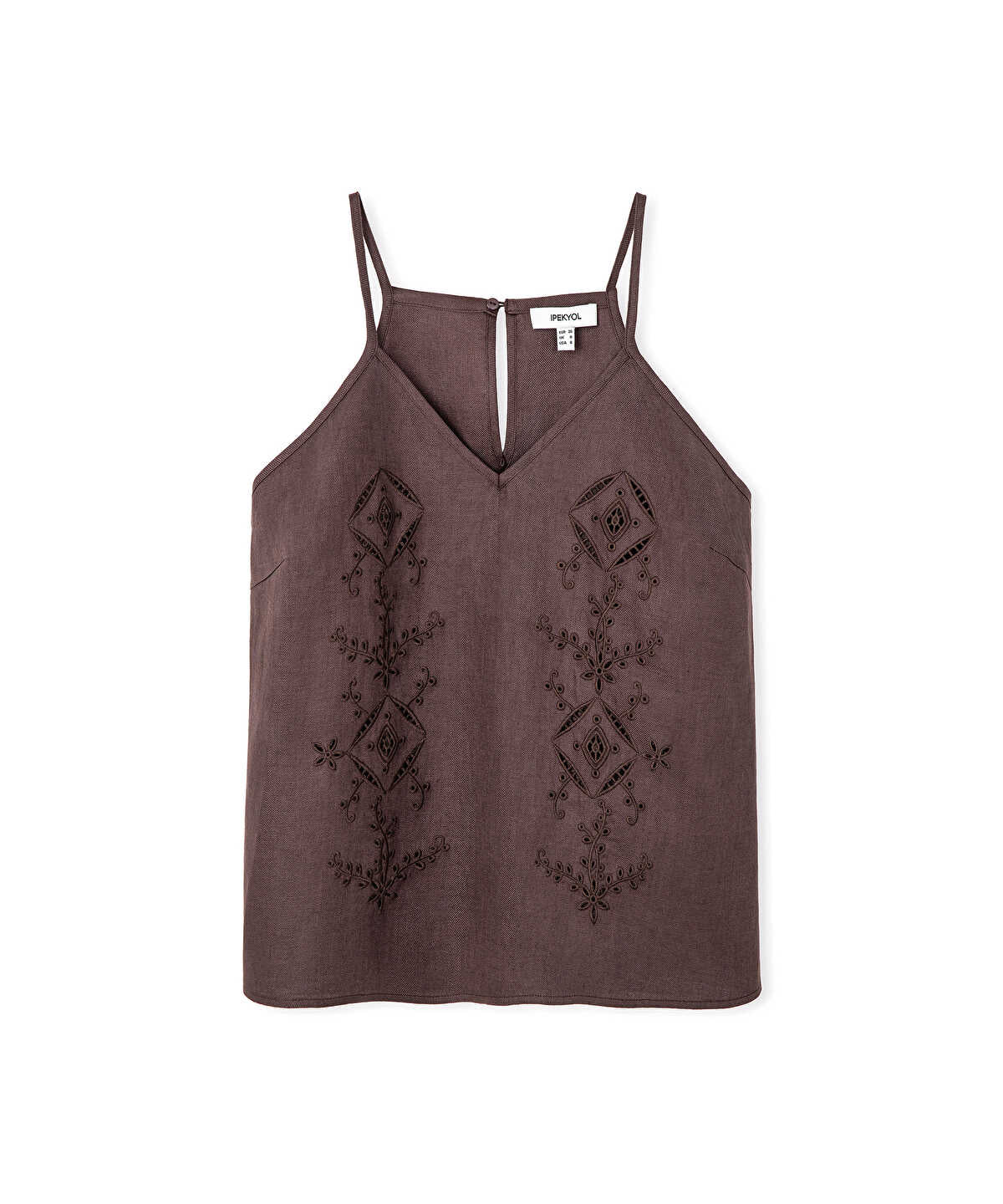 Embroidered V-Neck Linen Blouse