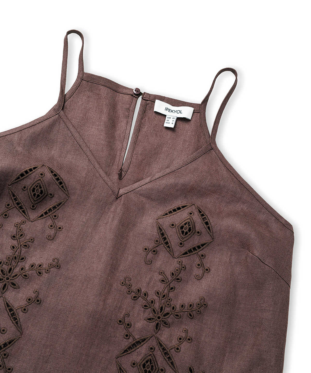 Embroidered V-Neck Linen Blouse