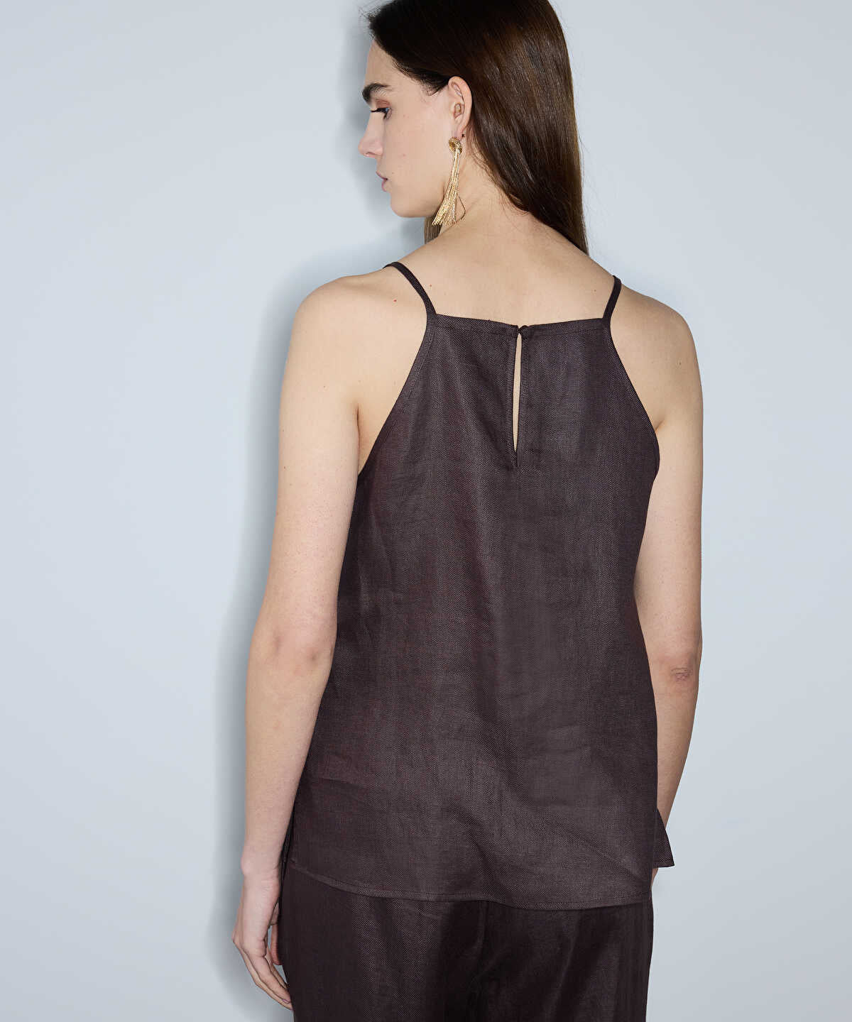 Embroidered V-Neck Linen Blouse