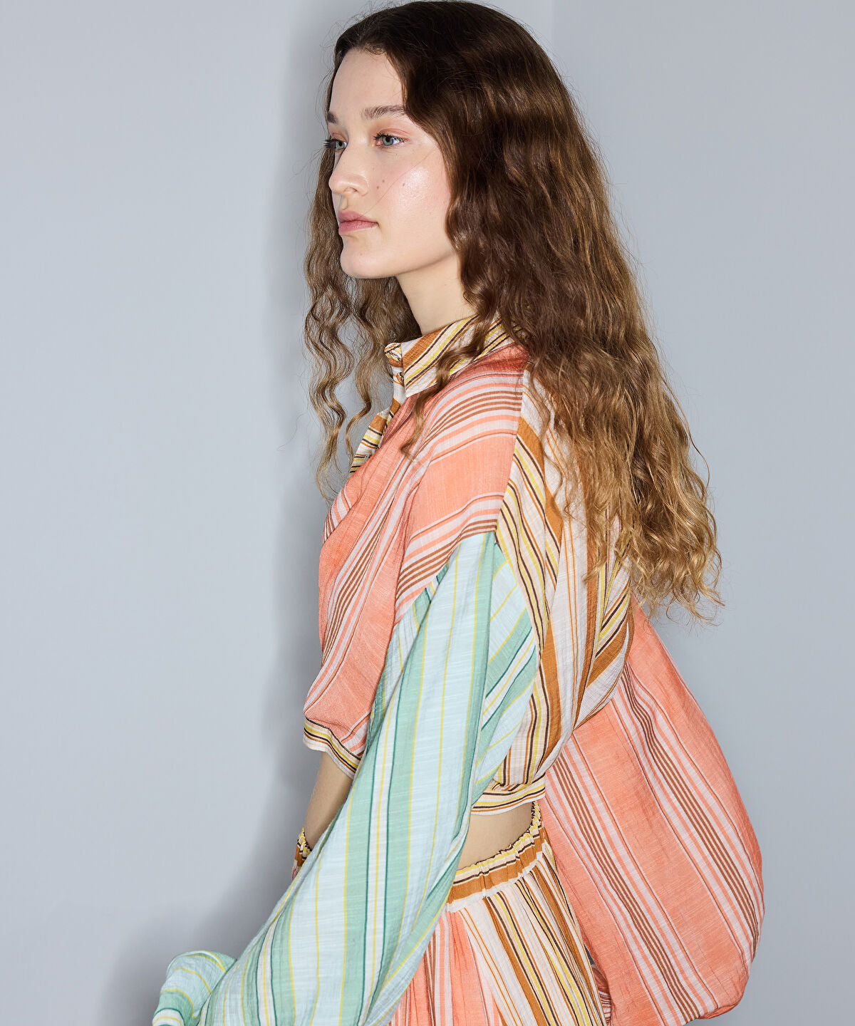 Color-Block Striped Blouse