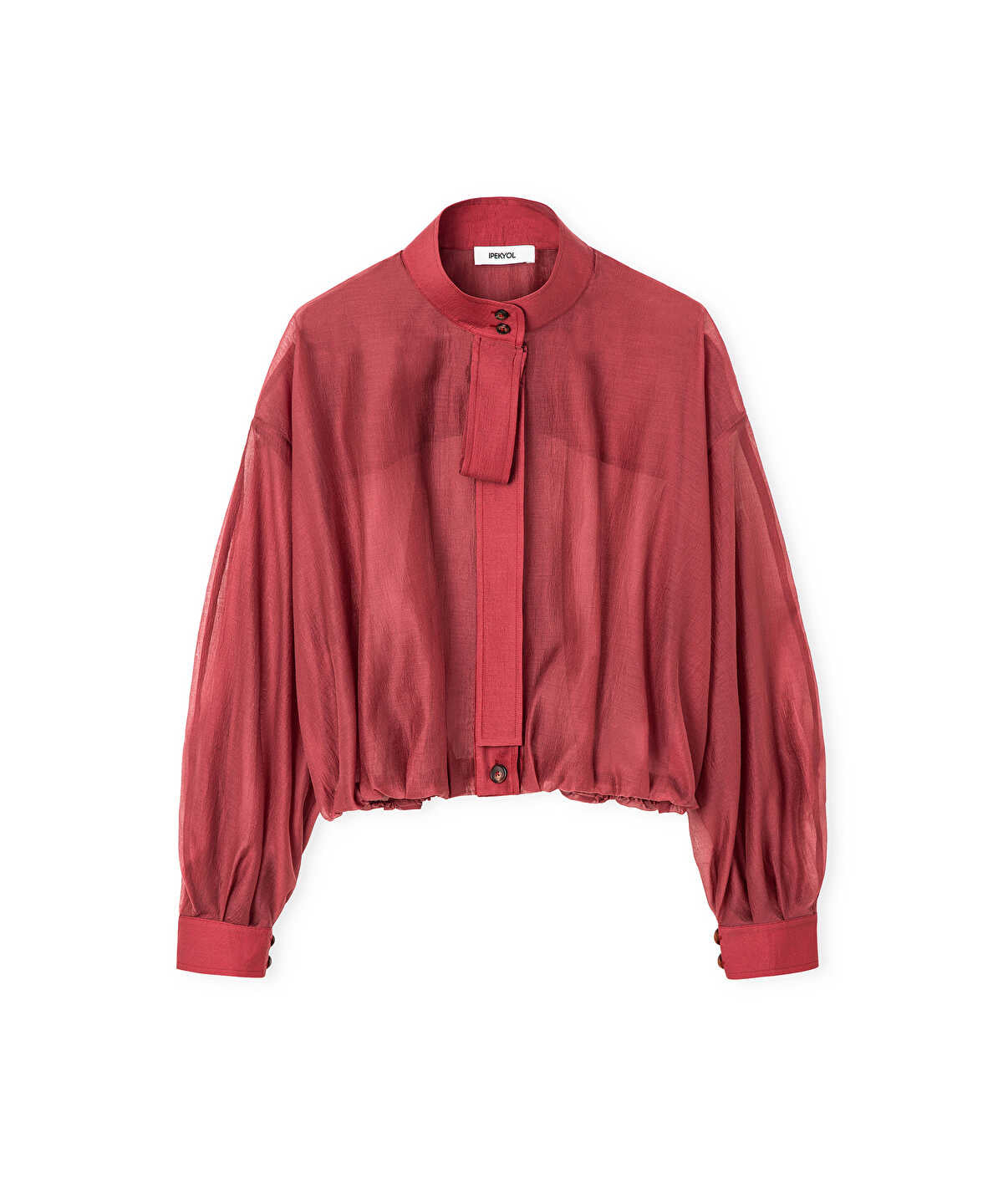 High-Neck Balloon Blouse