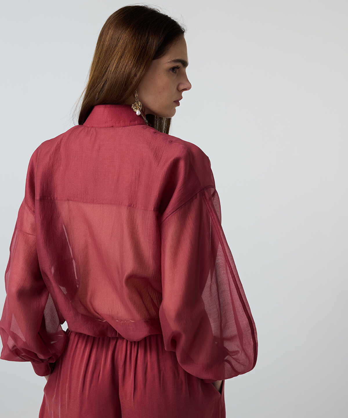 High-Neck Balloon Blouse