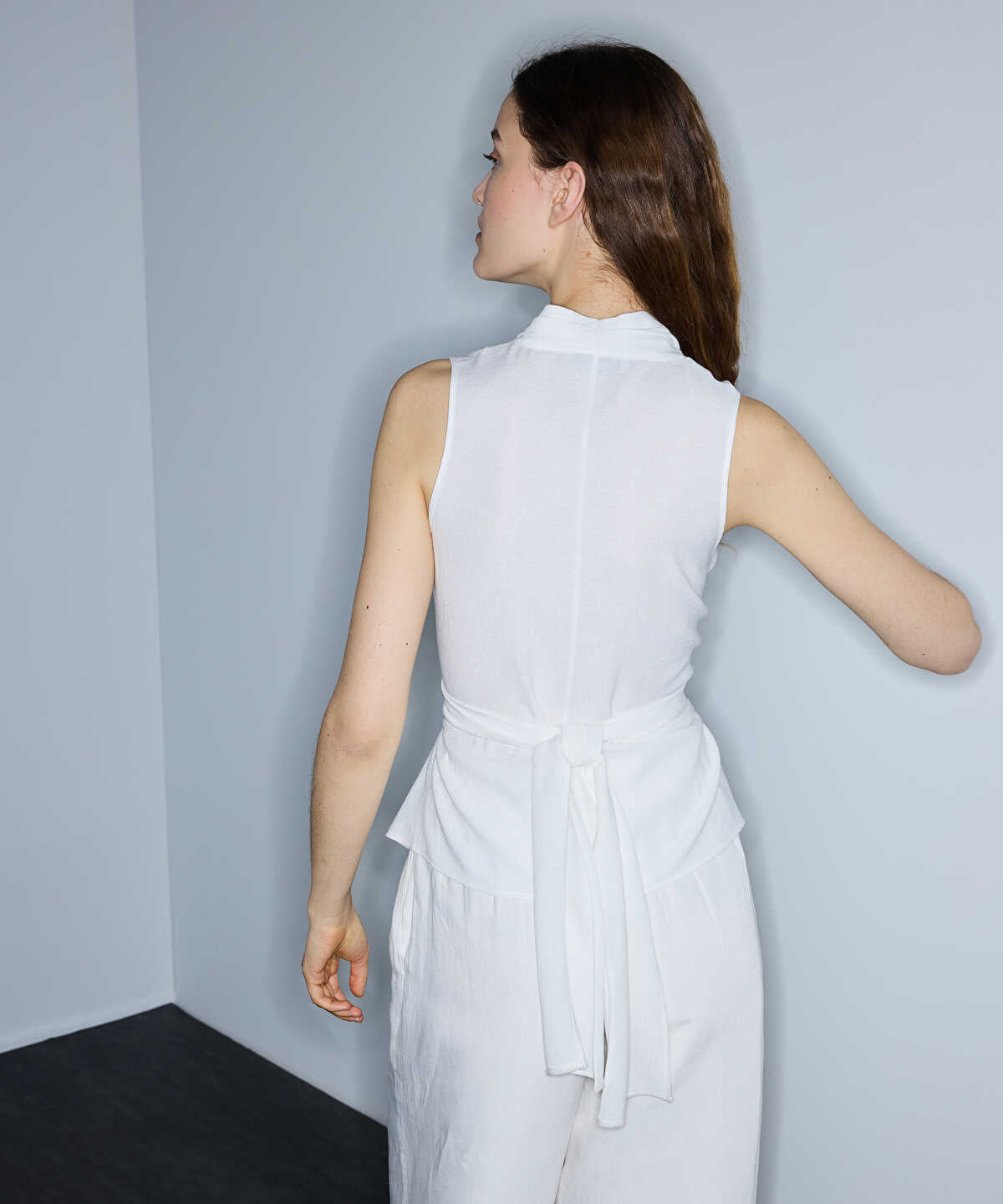Halter Neck Tie-Waist Blouse