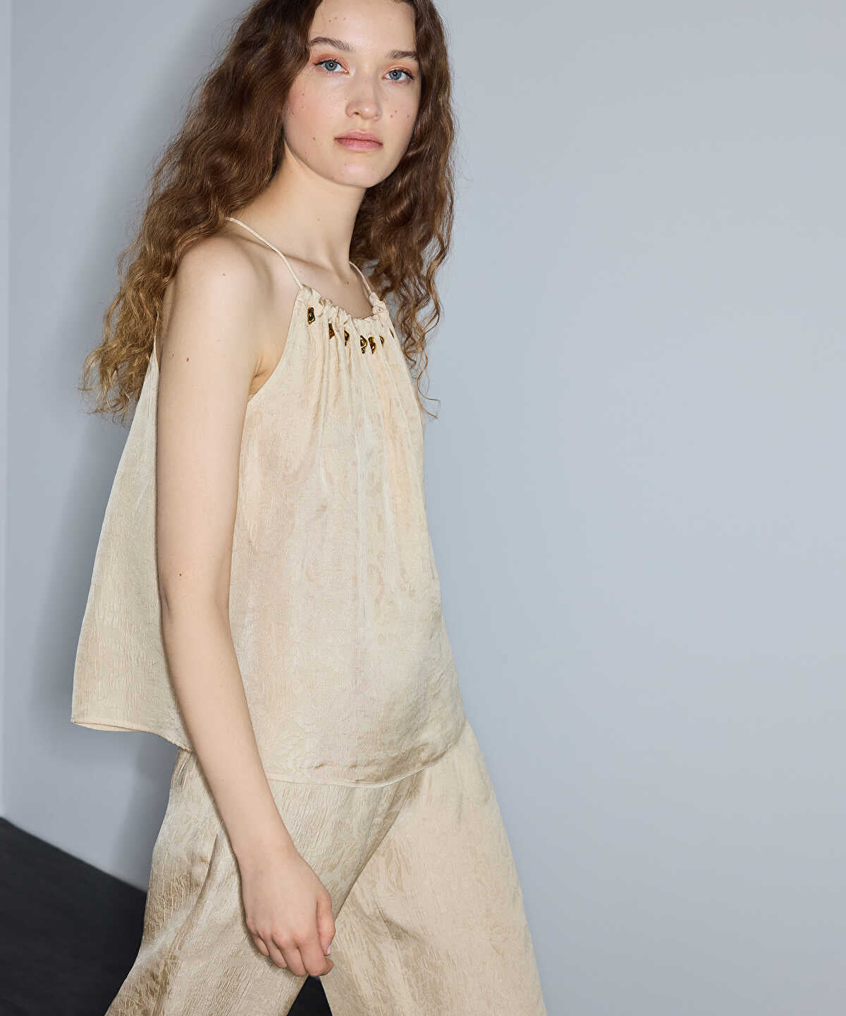 Embellished Jacquard Blouse