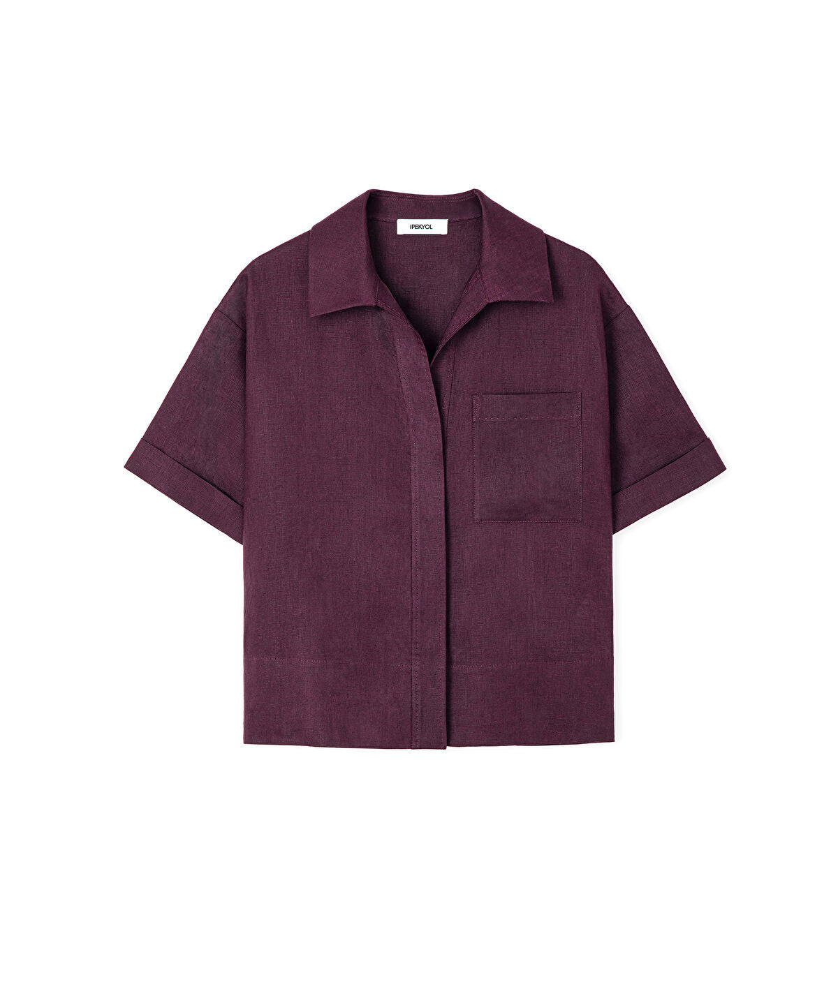 Single-Pocket Linen Blouse