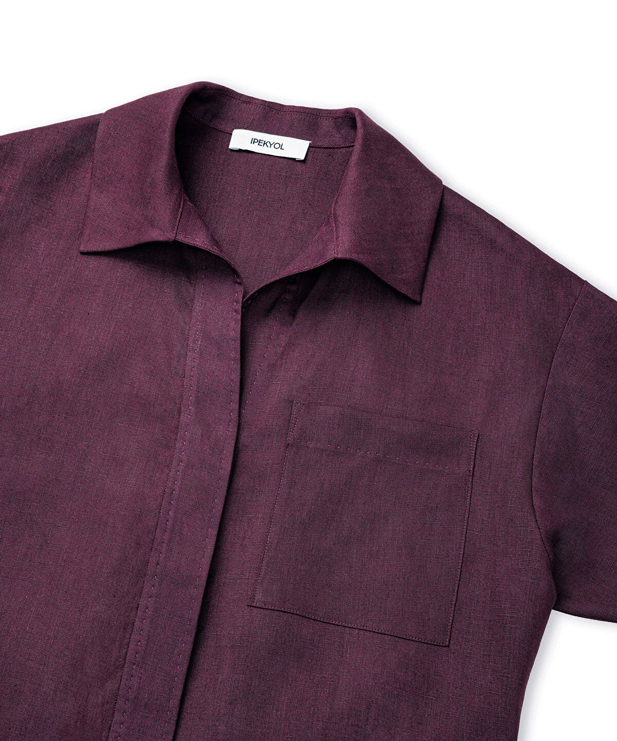 Single-Pocket Linen Blouse
