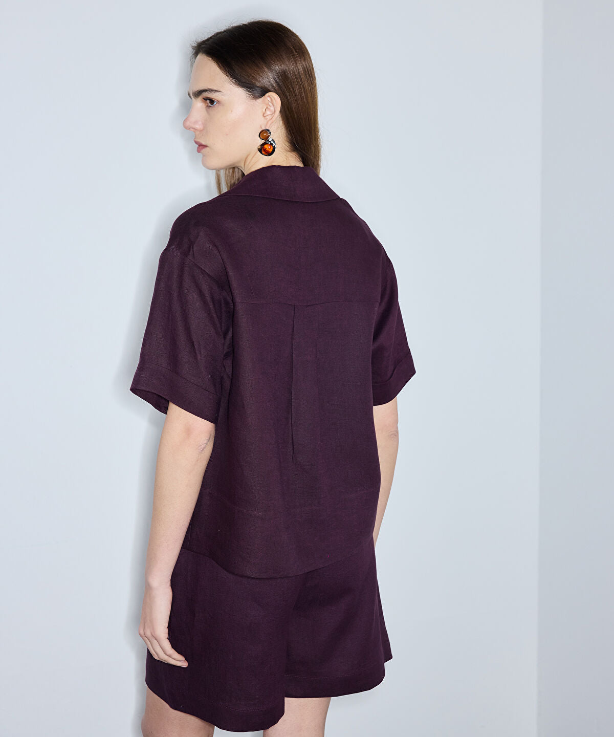 Single-Pocket Linen Blouse
