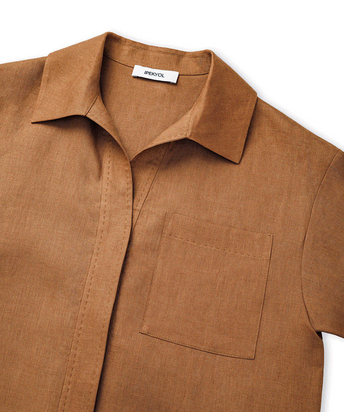 Single-Pocket Linen Blouse