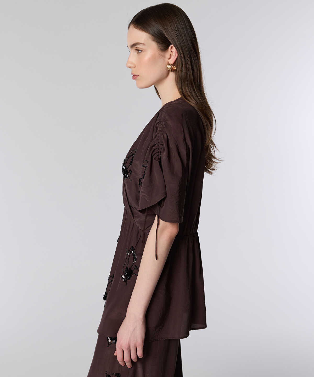 Sequined Wrap Blouse