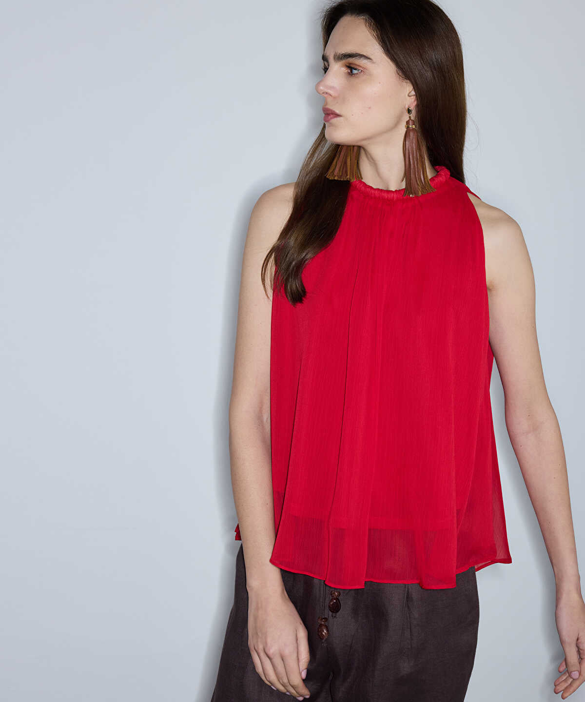 Halter-Neck Chiffon Blouse