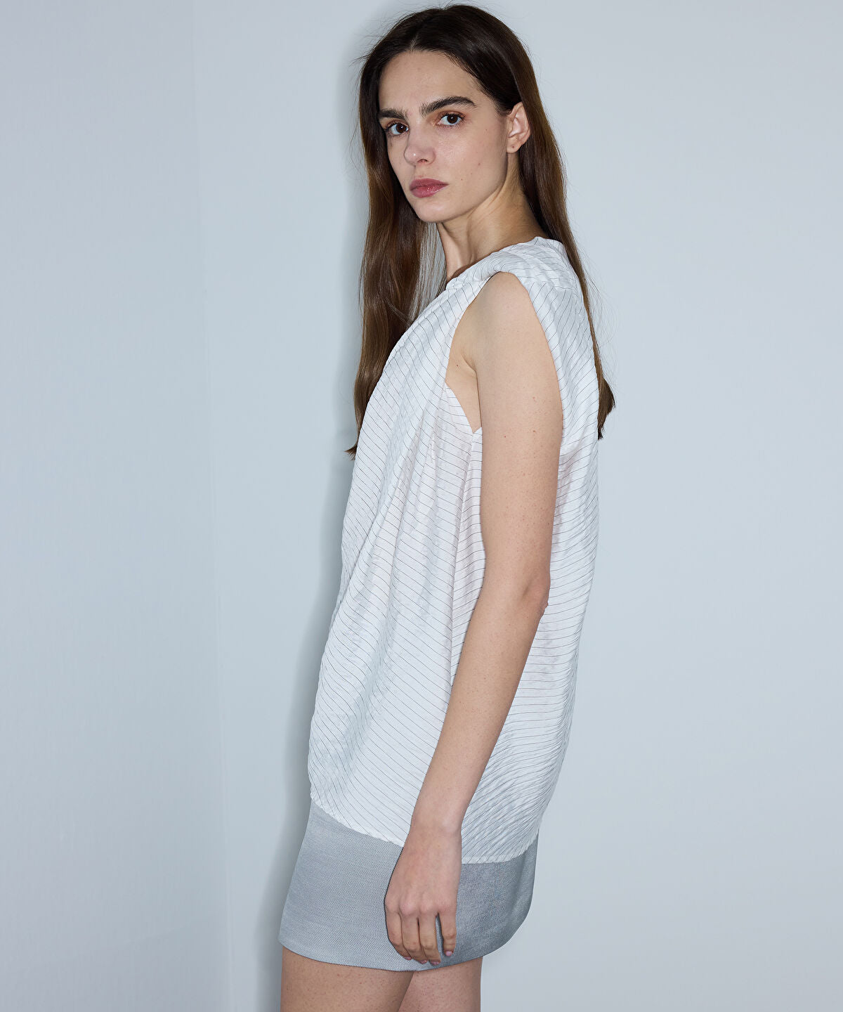 Asymmetric Twisted Striped Blouse