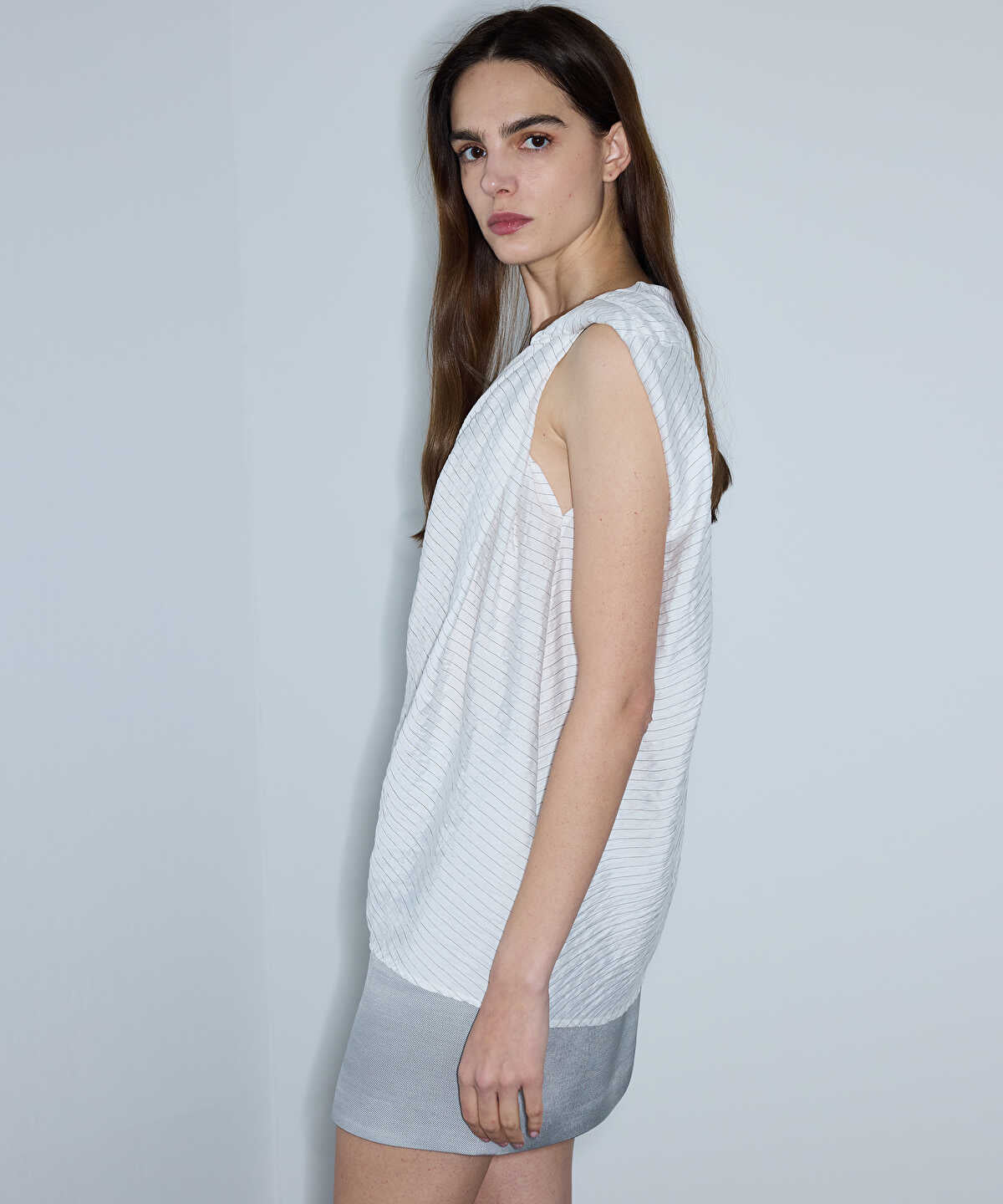 Asymmetric Twisted Striped Blouse