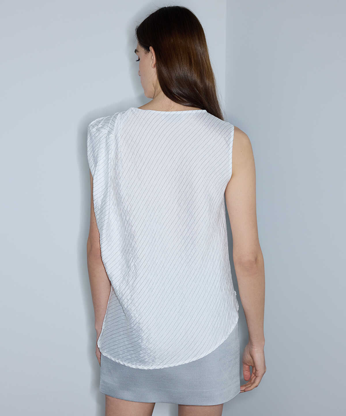 Asymmetric Twisted Striped Blouse