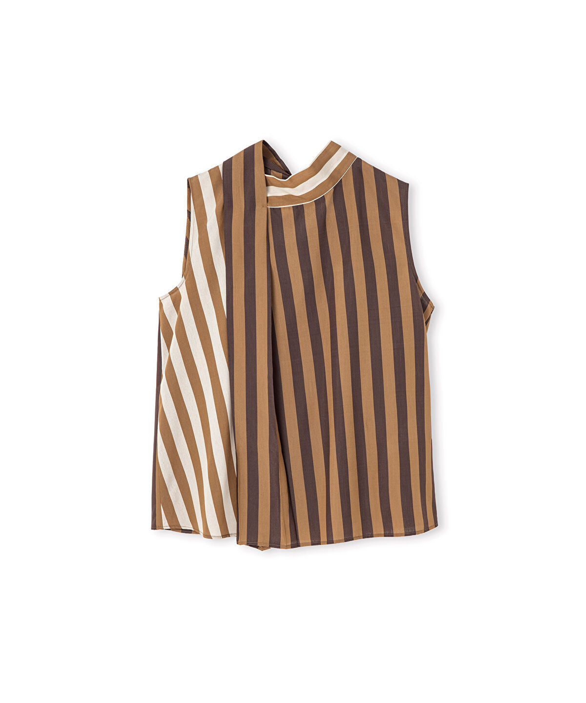 Scarf-Effect Striped Blouse