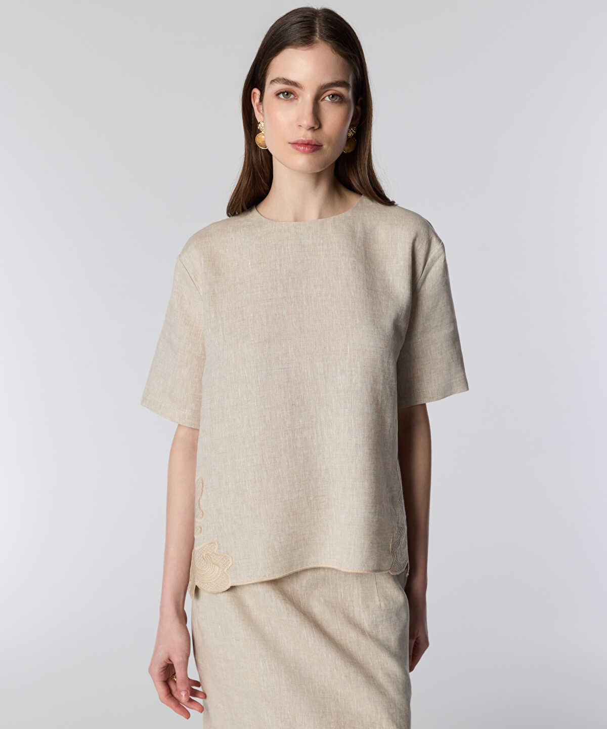 Embroidered Linen Blouse