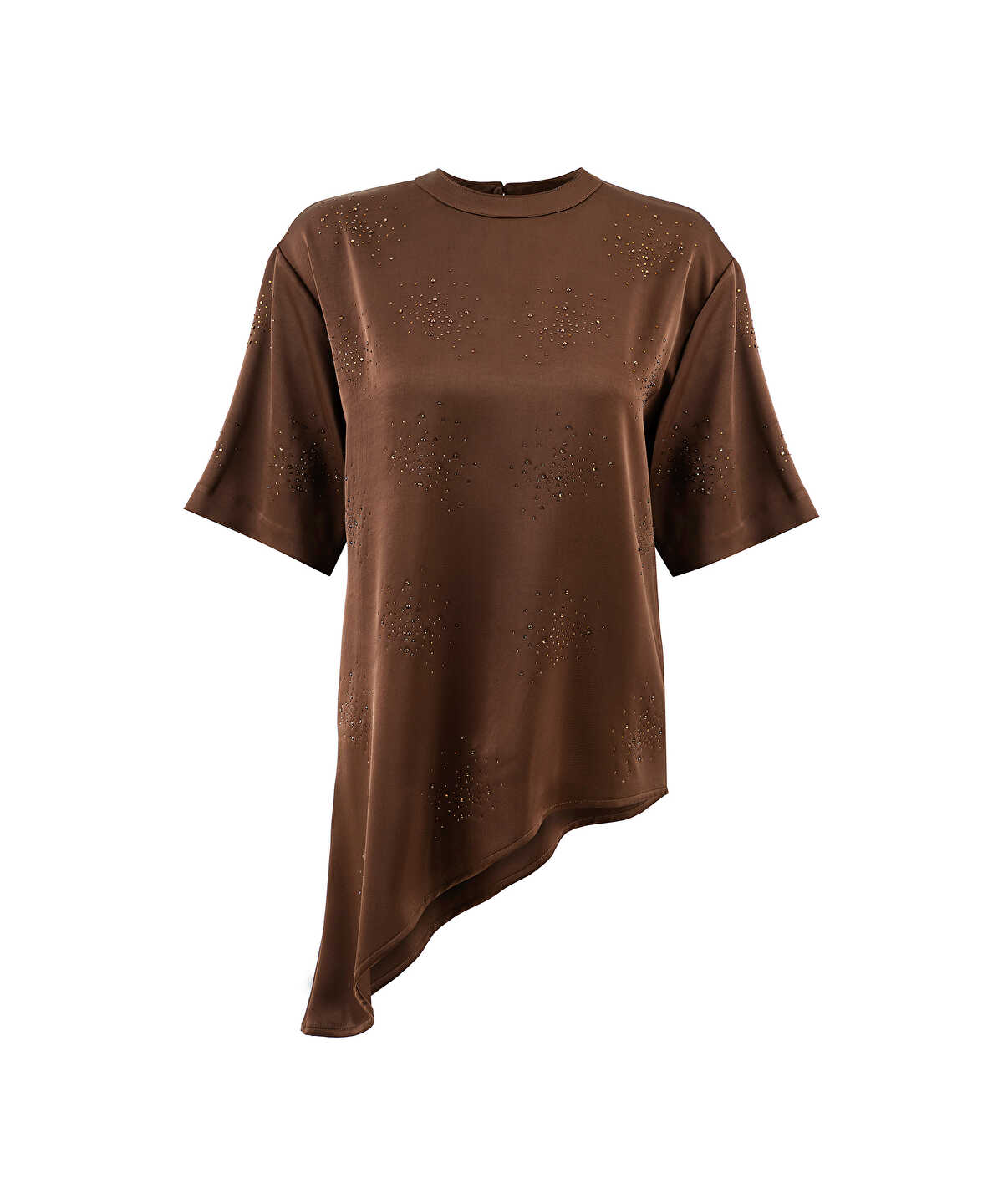 Rhinestone Embellished Asymmetric Blouse