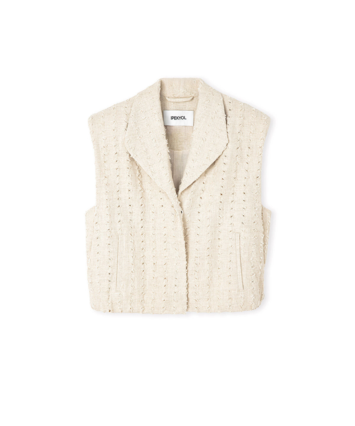 Raw Edge Vest with Shoulder Pads
