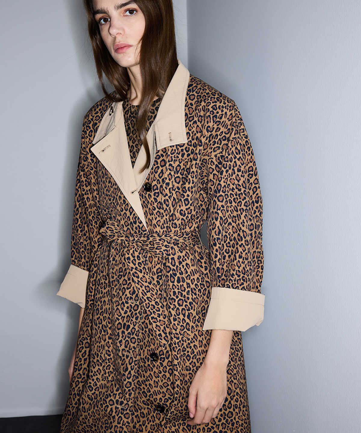Leopard Print Technical Trench Coat