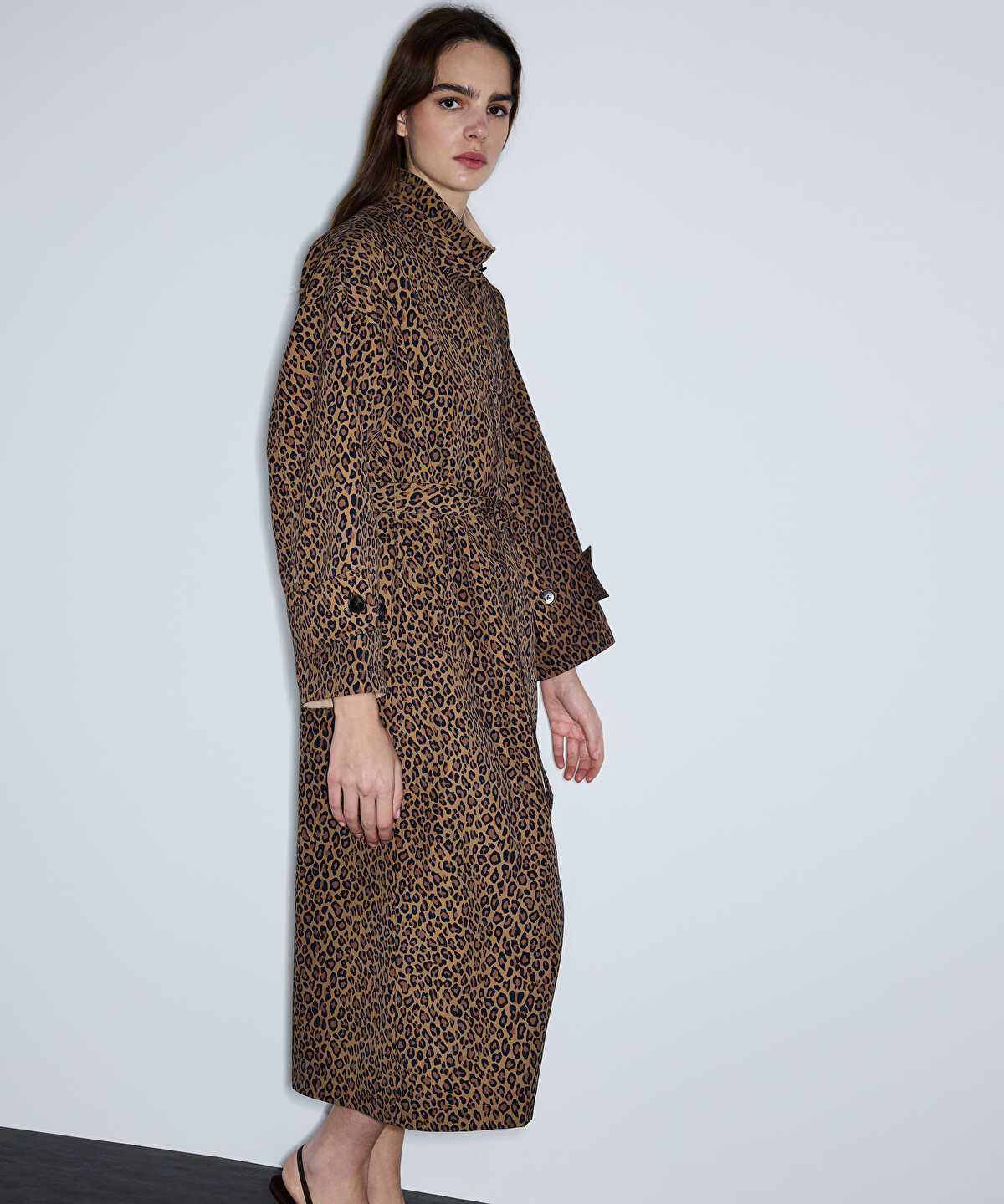 Leopard Print Technical Trench Coat