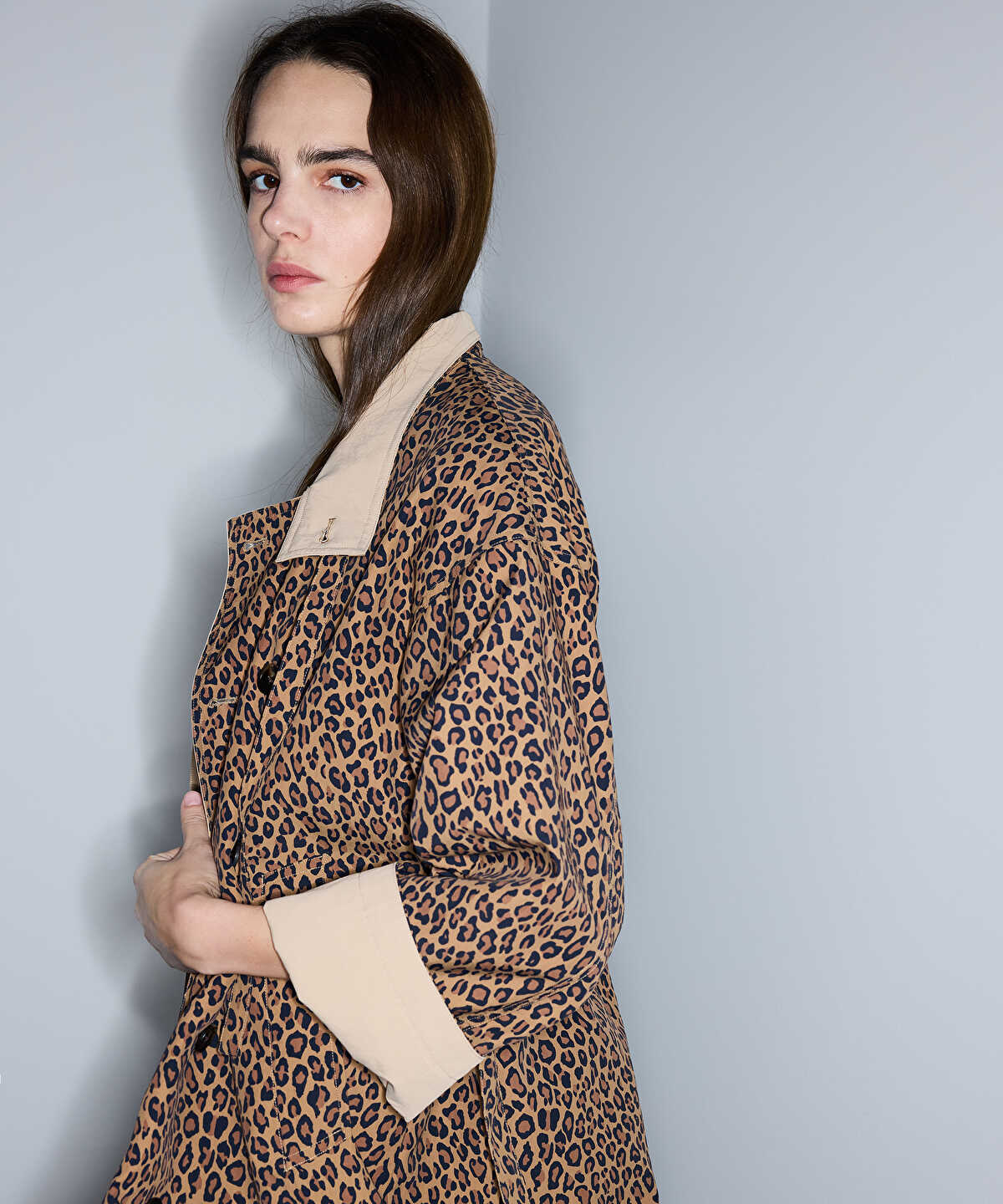 Leopard Print Technical Trench Coat