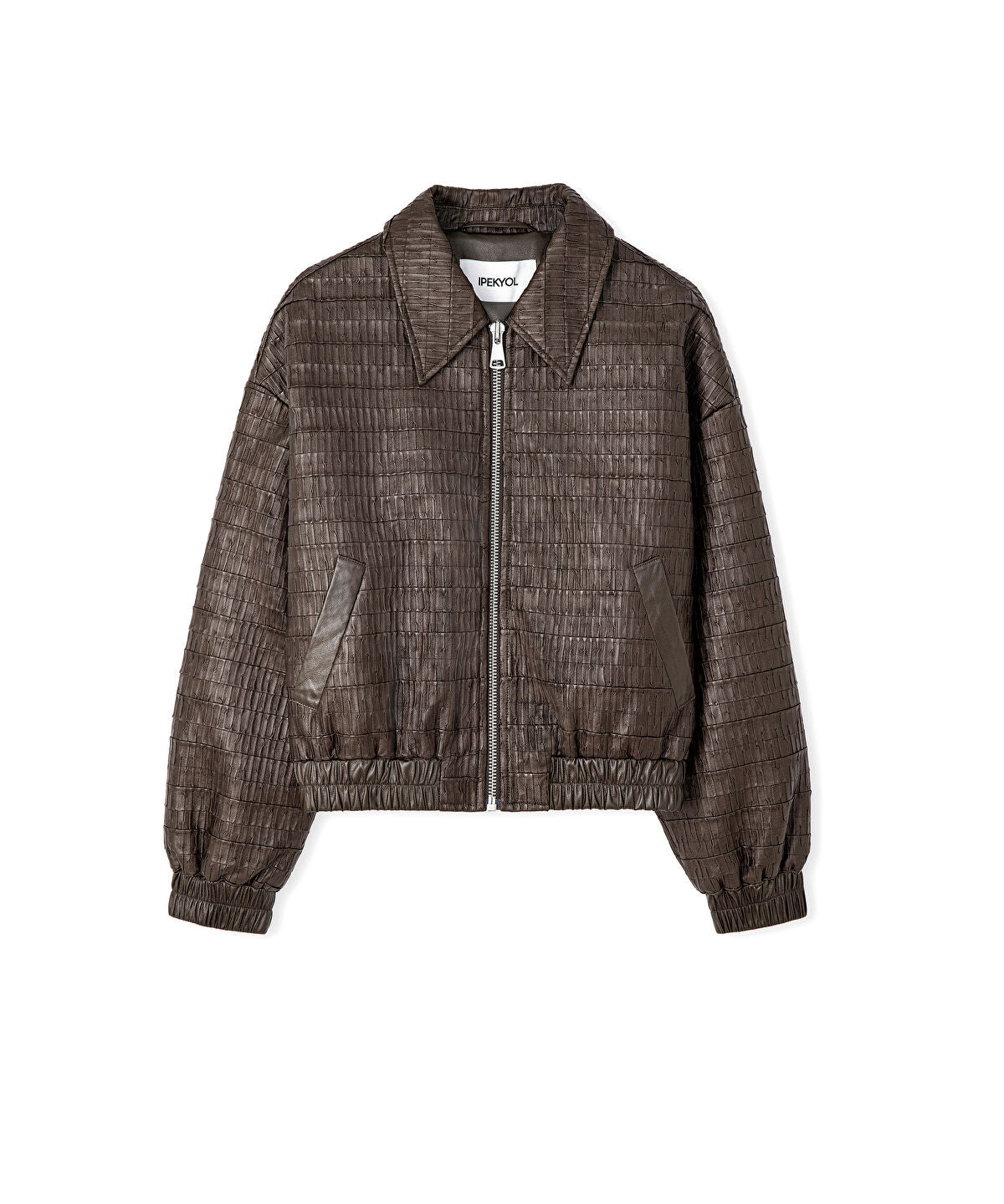 Leather-Effect Textured Coat