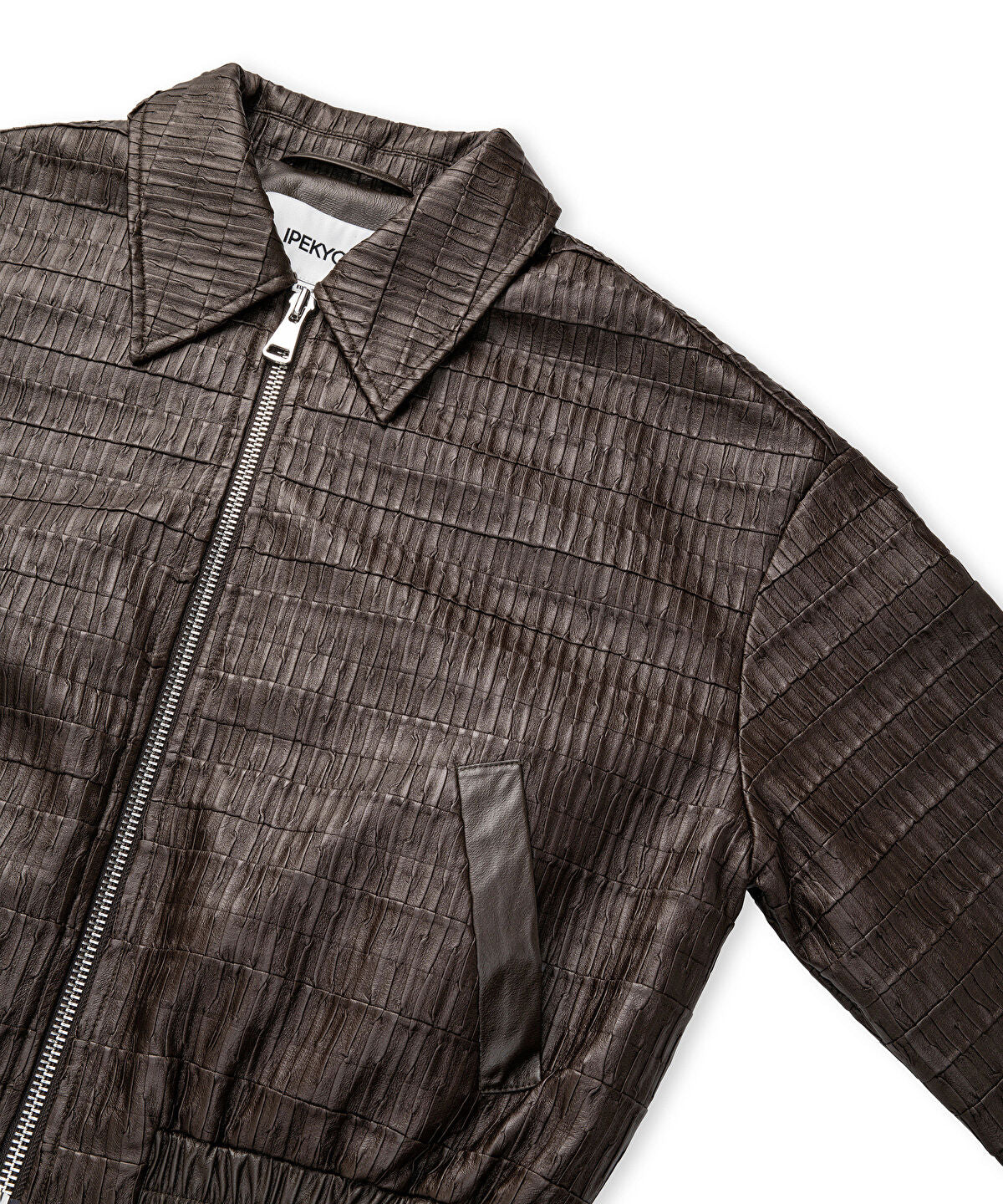 Leather-Effect Textured Coat