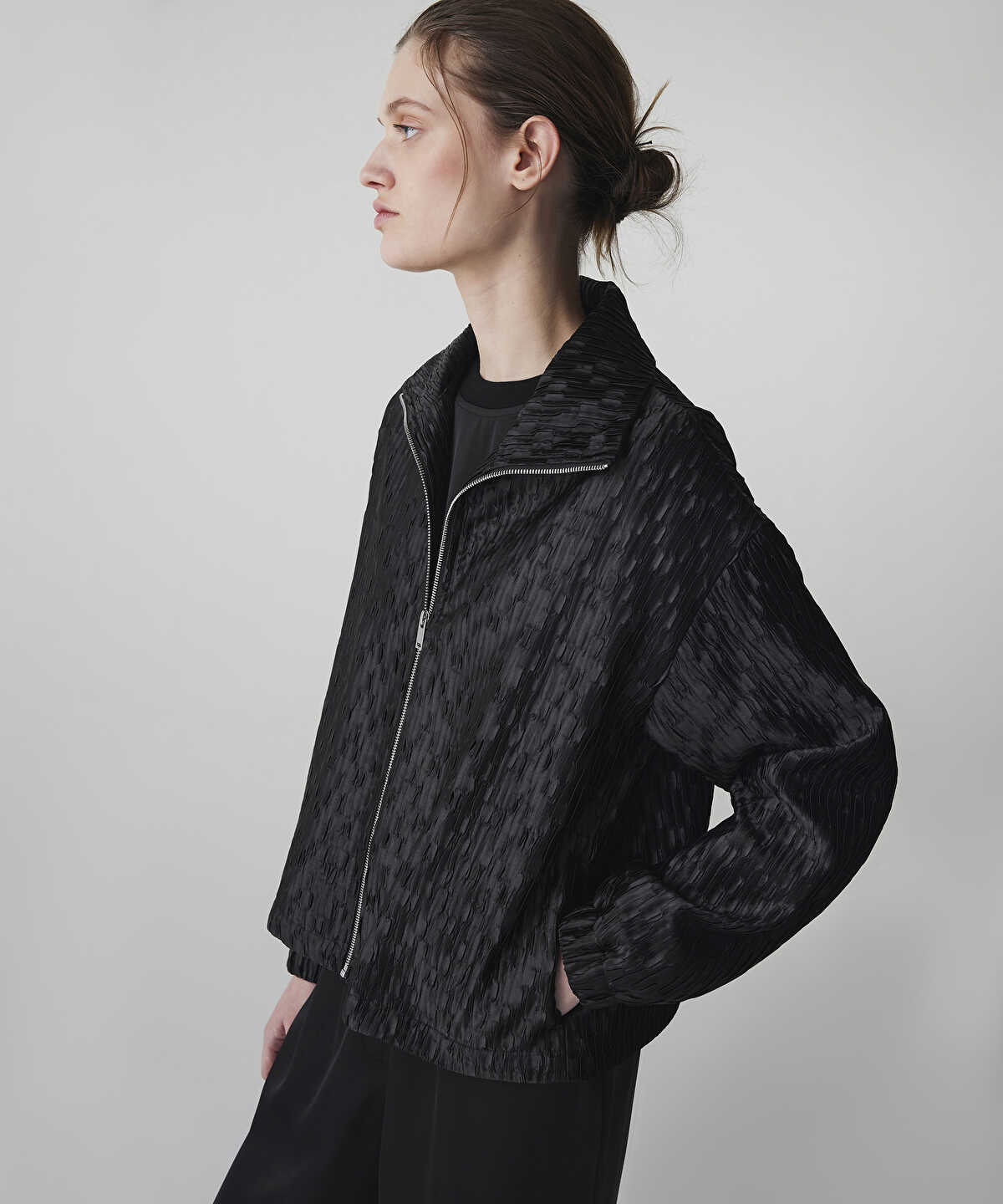 Textured Bomber Coat