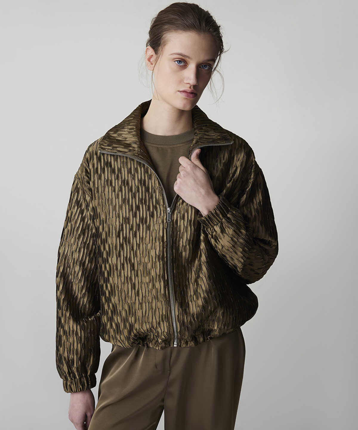 Textured Bomber Coat