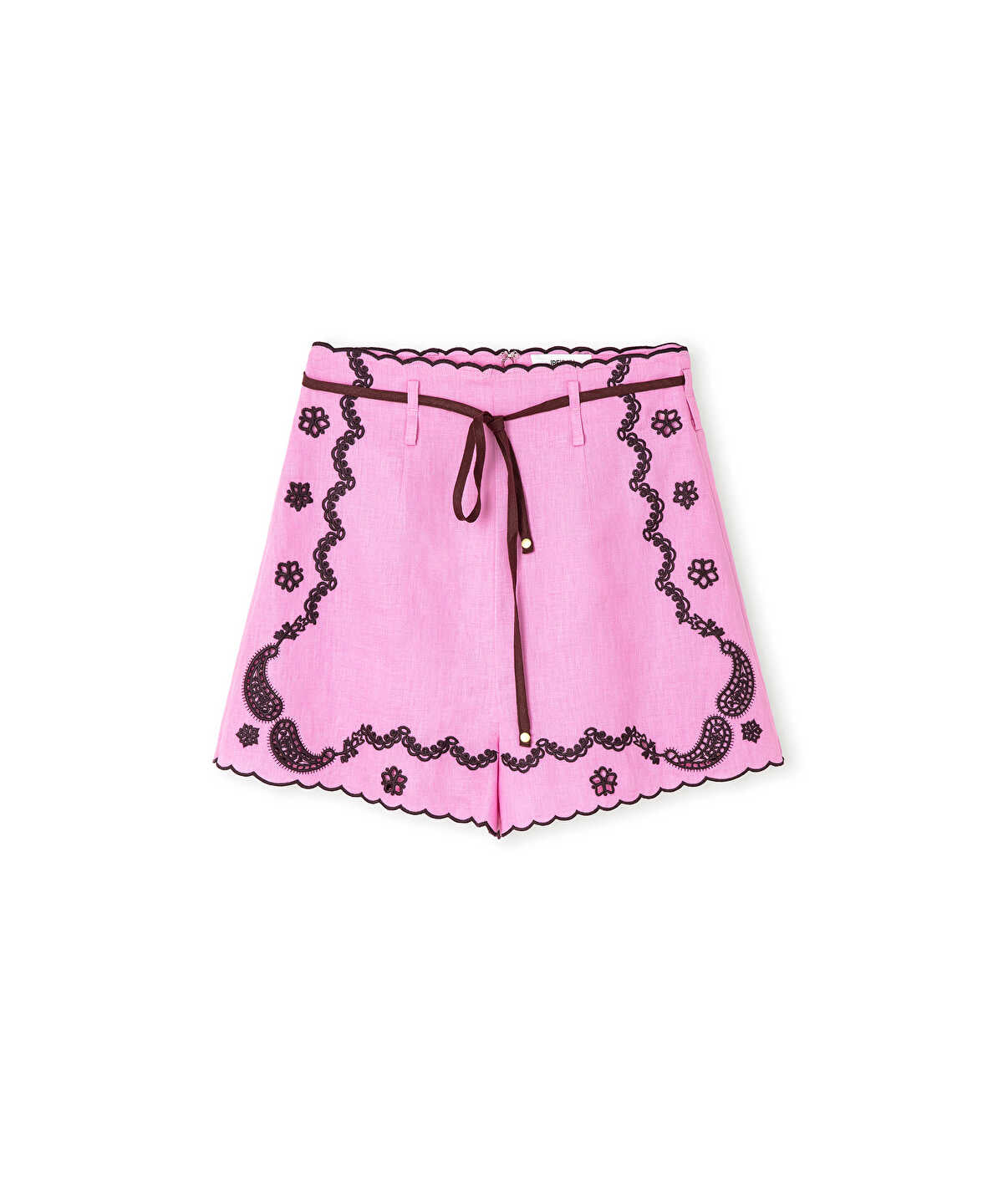 Linen Shorts with Contrast Embroidery