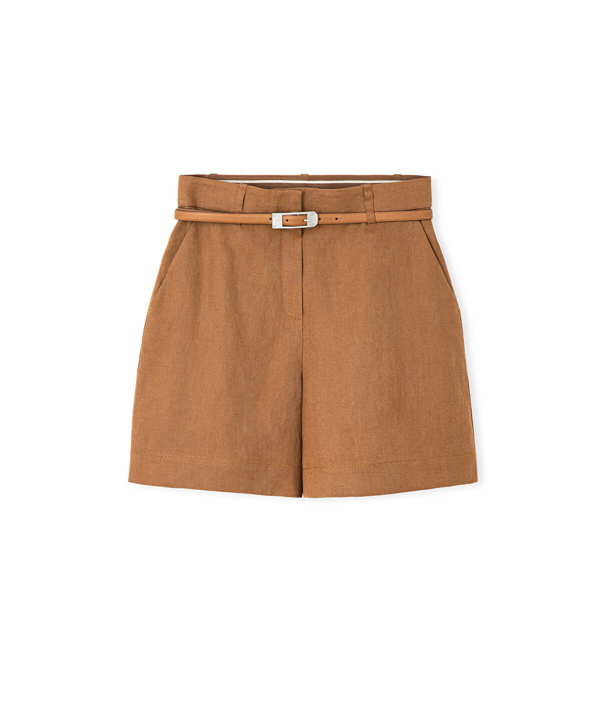 Belted Linen Shorts