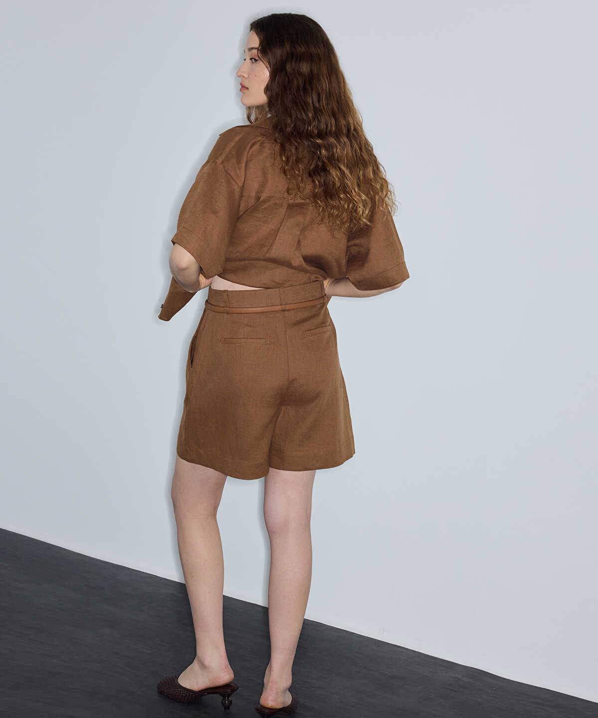 Belted Linen Shorts