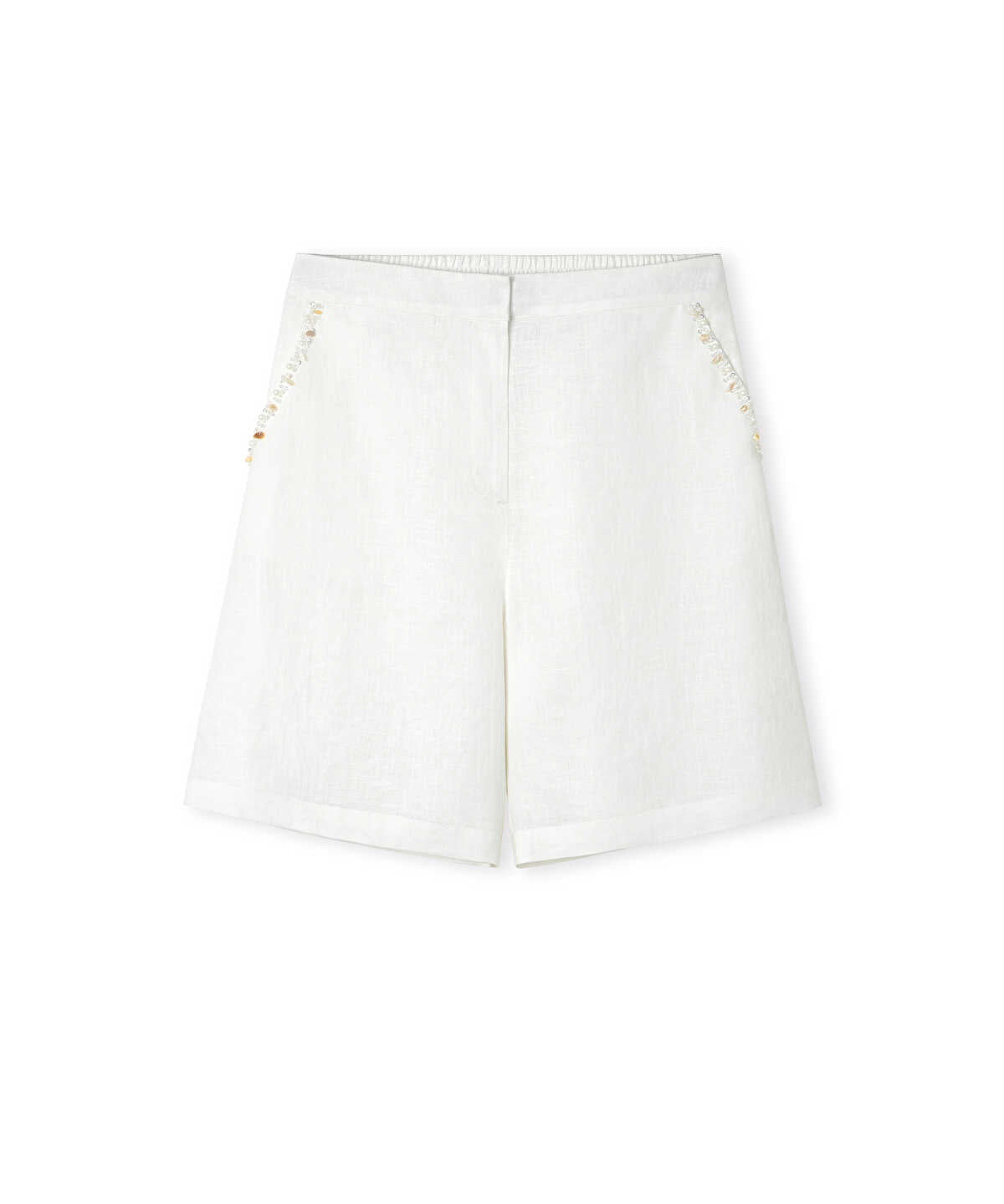 Linen Shorts with Embellishments