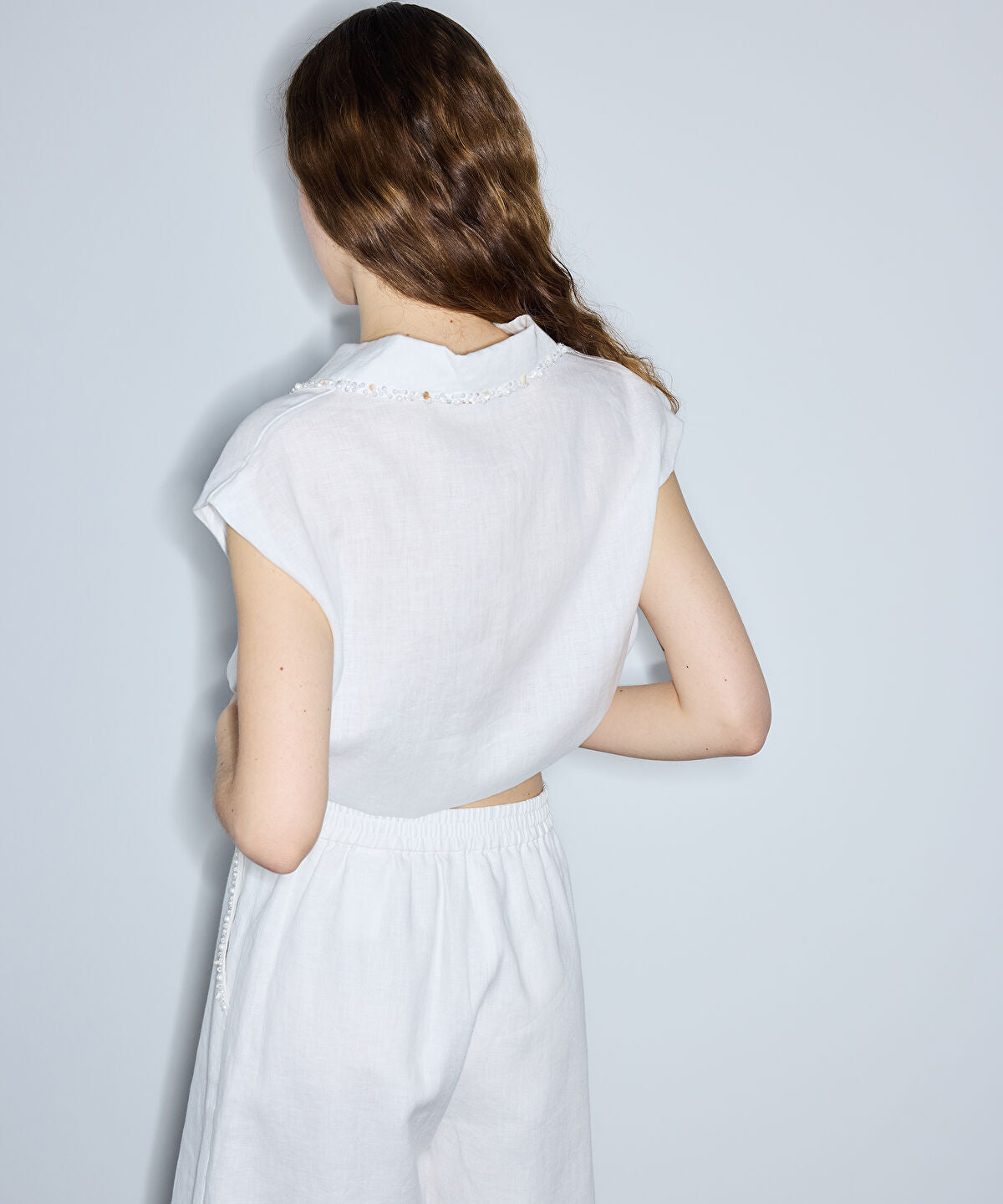 Linen Shorts with Embellishments