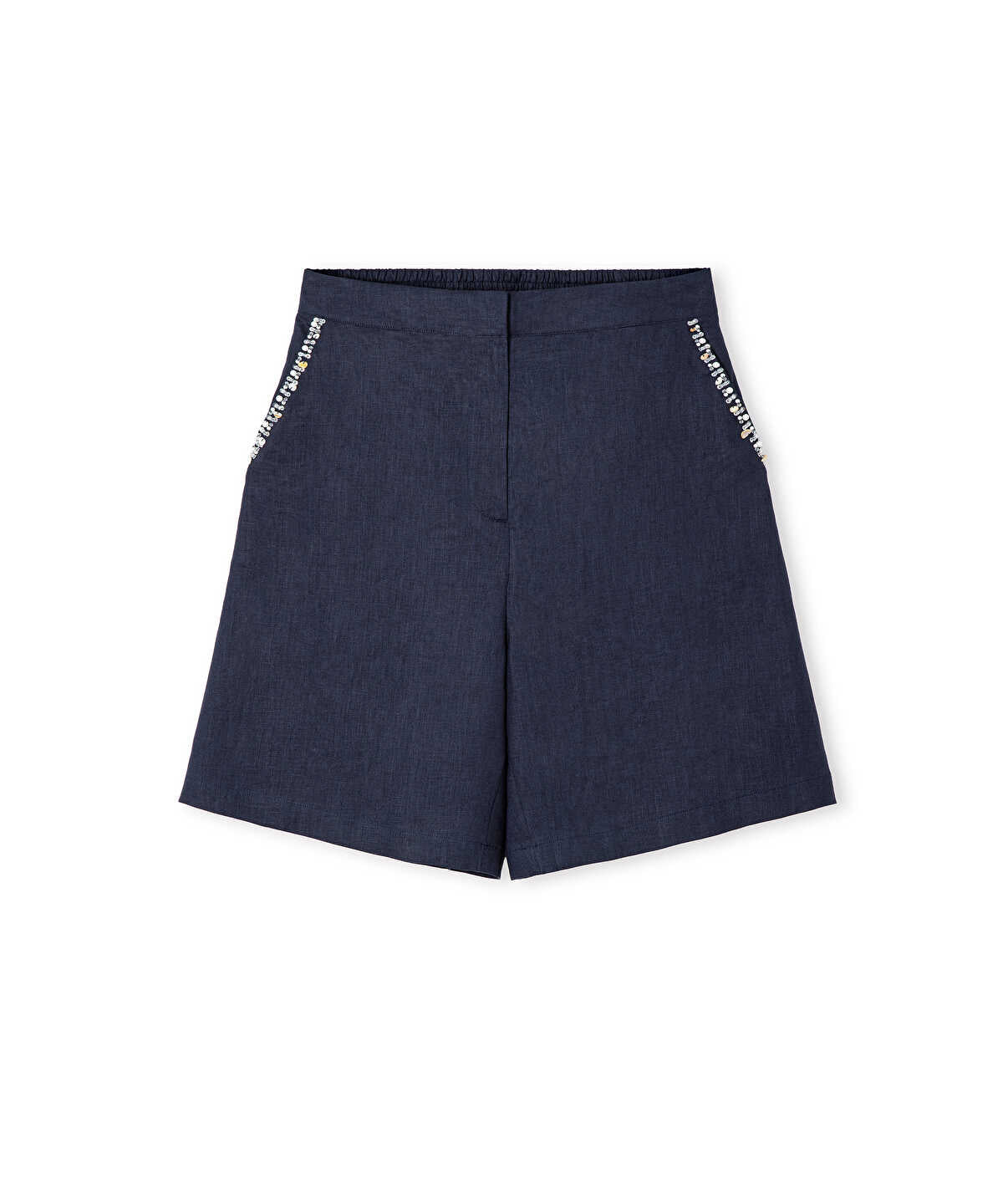 Linen Shorts with Embellishments