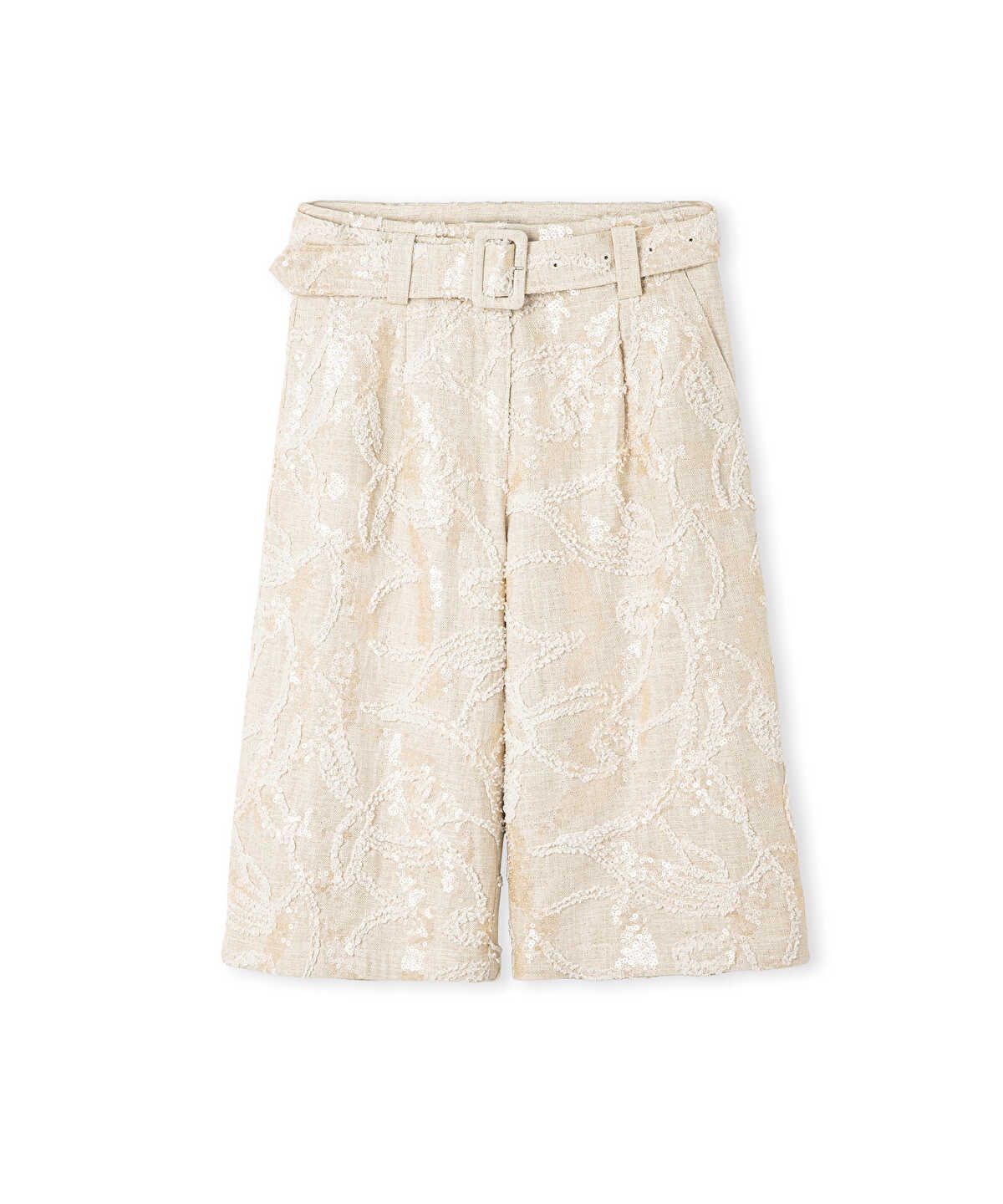 Embellished Belted Shorts