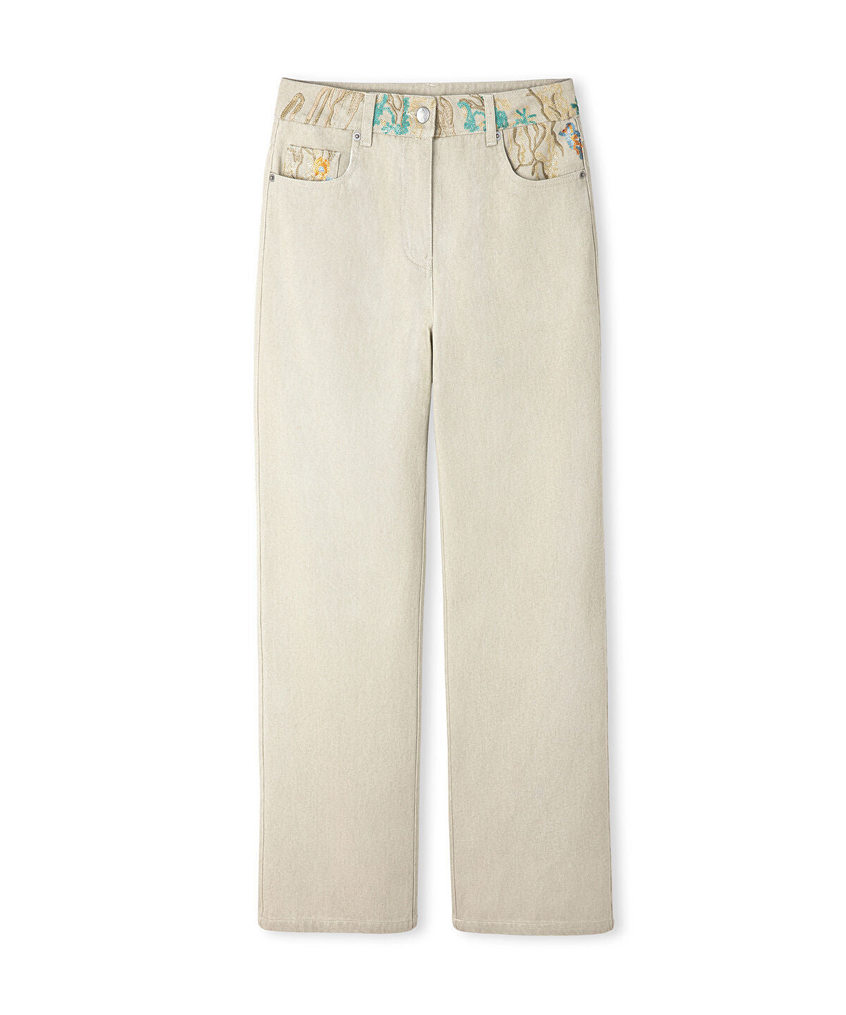 Embroidered Non-Denim Jeans