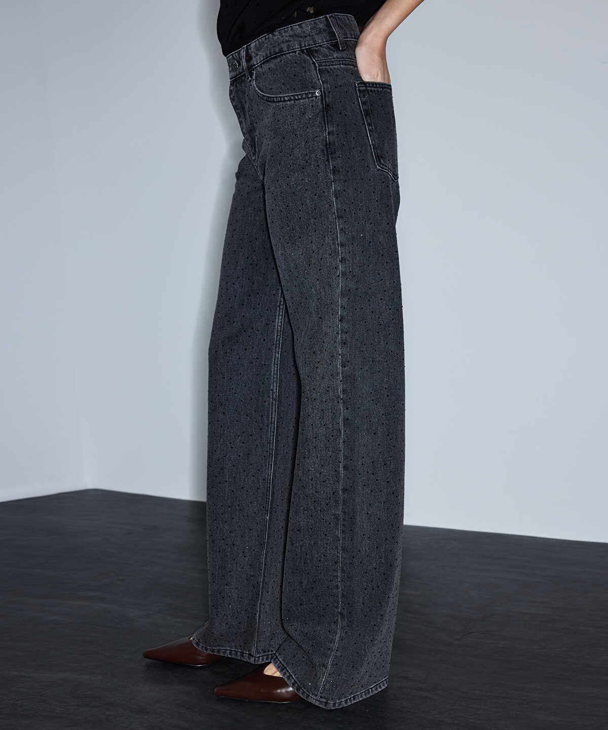 Rhinestone Wide Leg Jeans