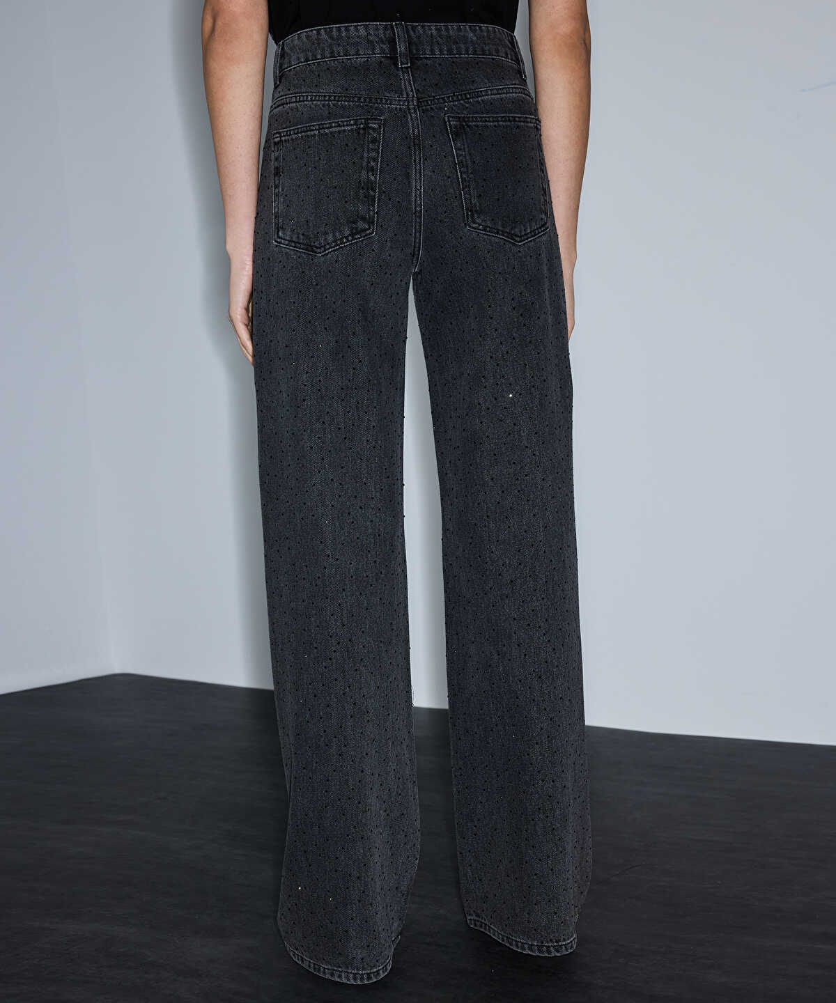 Rhinestone Wide Leg Jeans