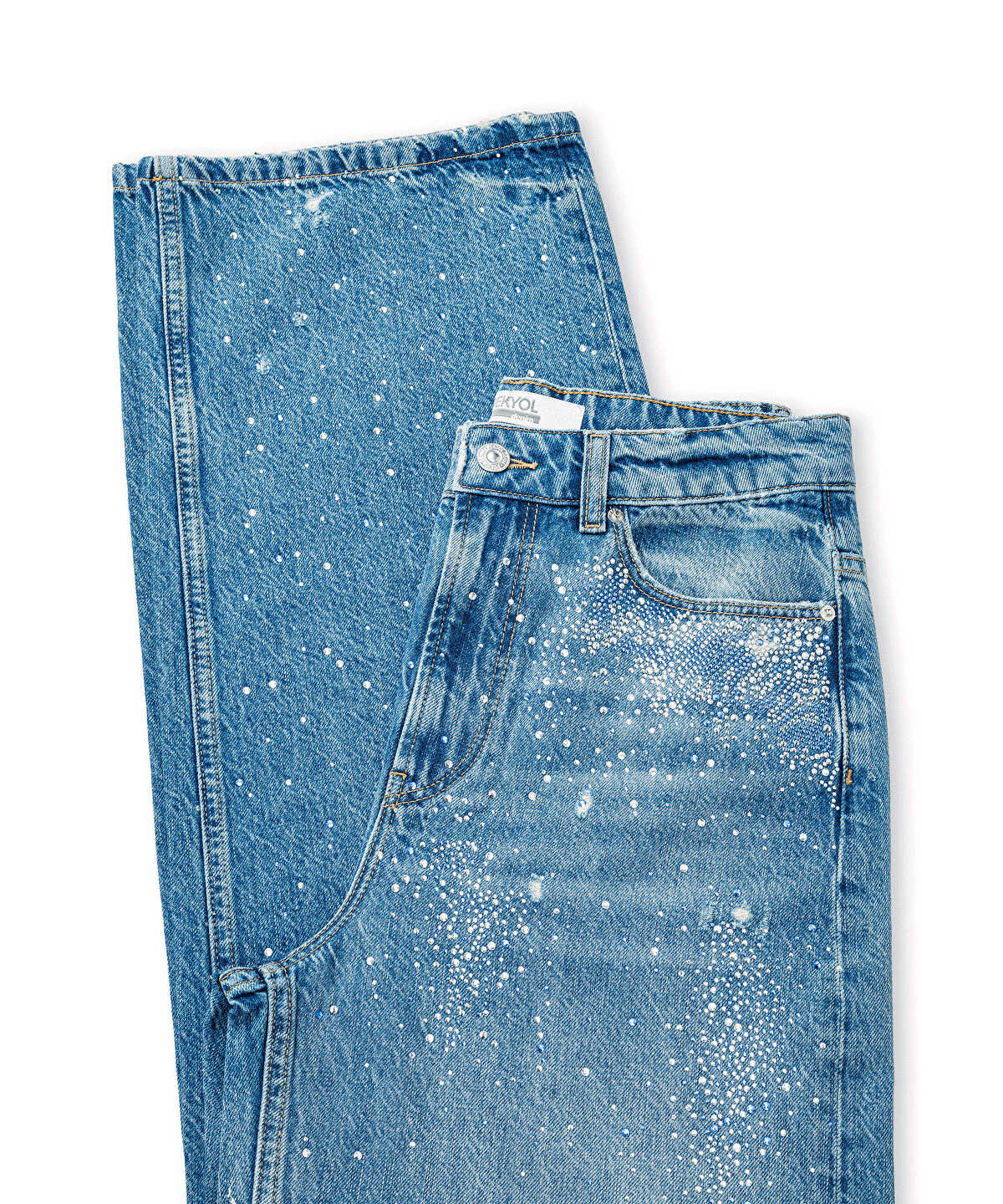 Rhinestone Wide-Leg Jeans