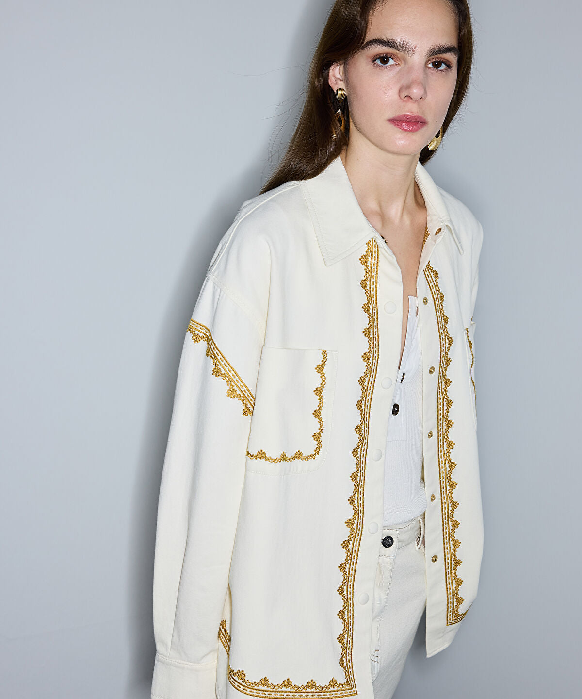 Embroidered Shirt Jacket