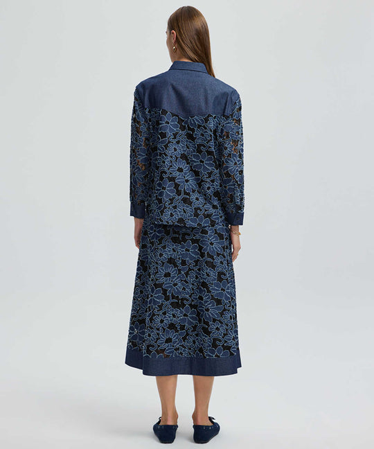 Floral Lace Denim Shirt