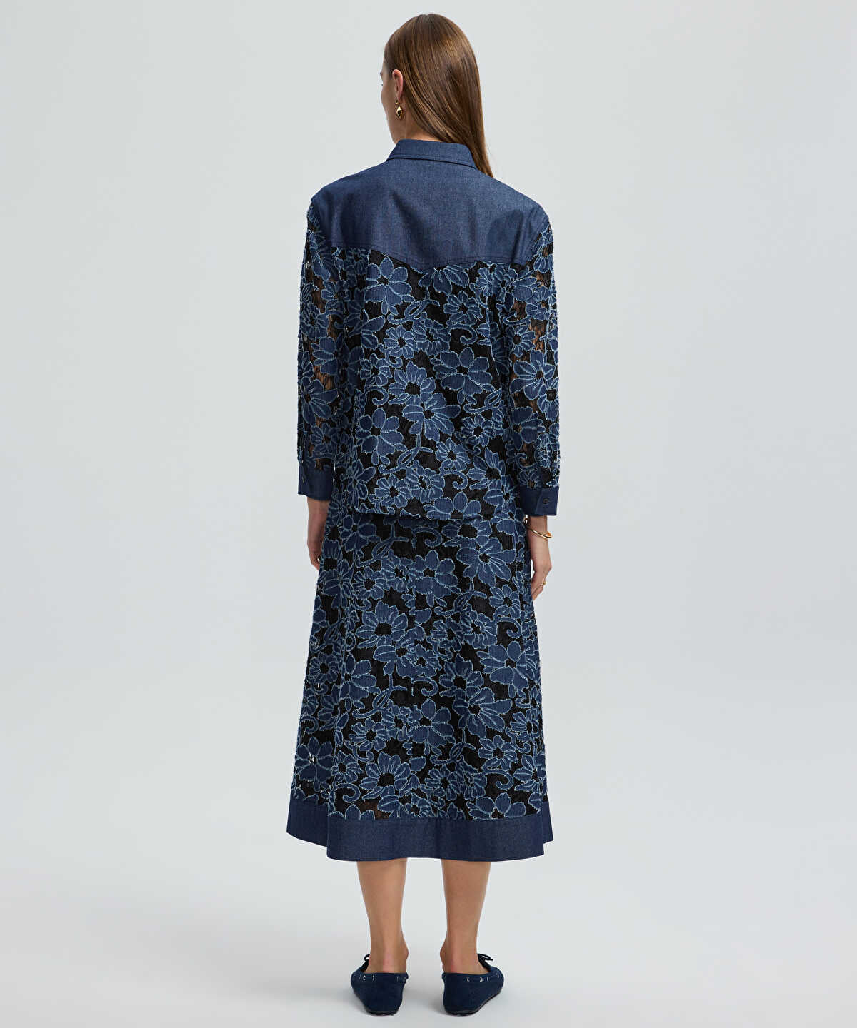Floral Lace Denim Shirt
