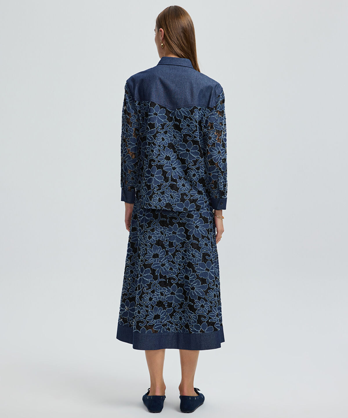Floral Lace Denim Shirt