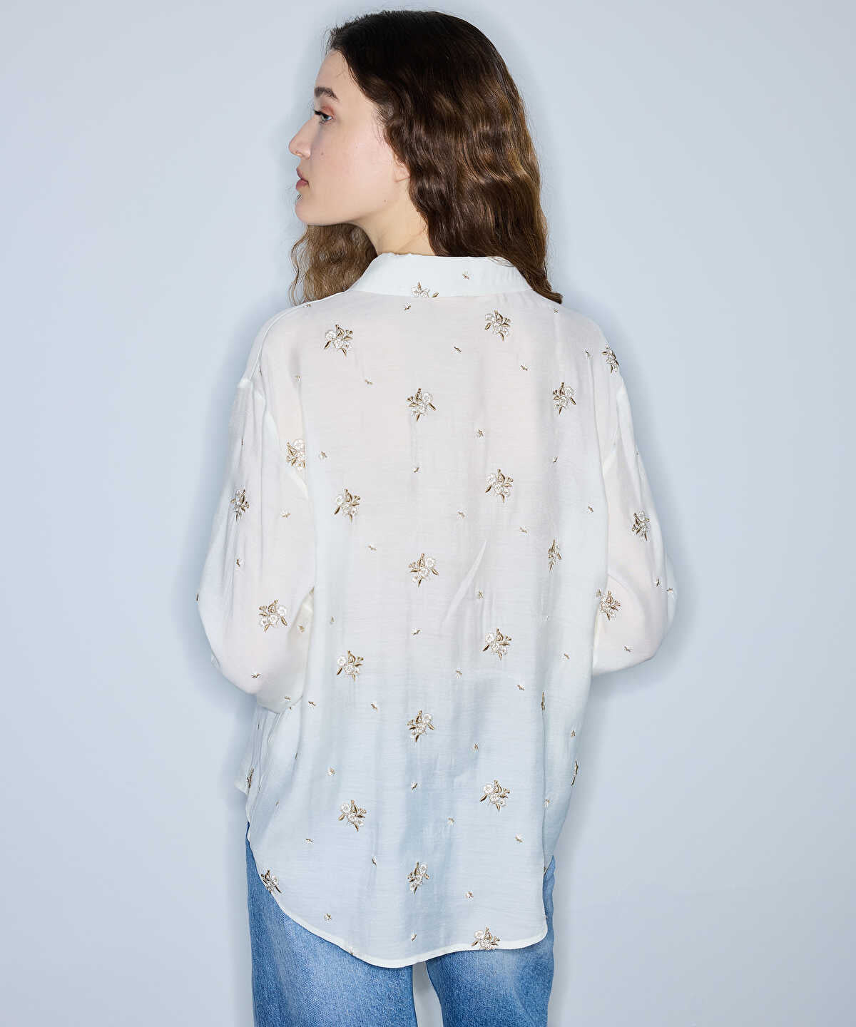 Contrast Embroidered Shirt