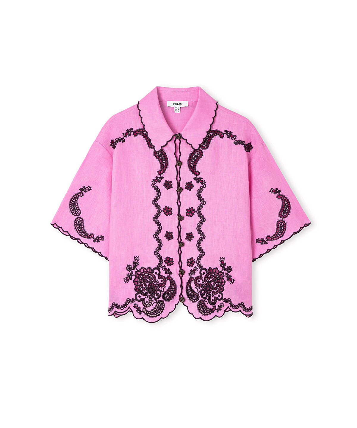 Linen Shirt with Contrast Embroidery