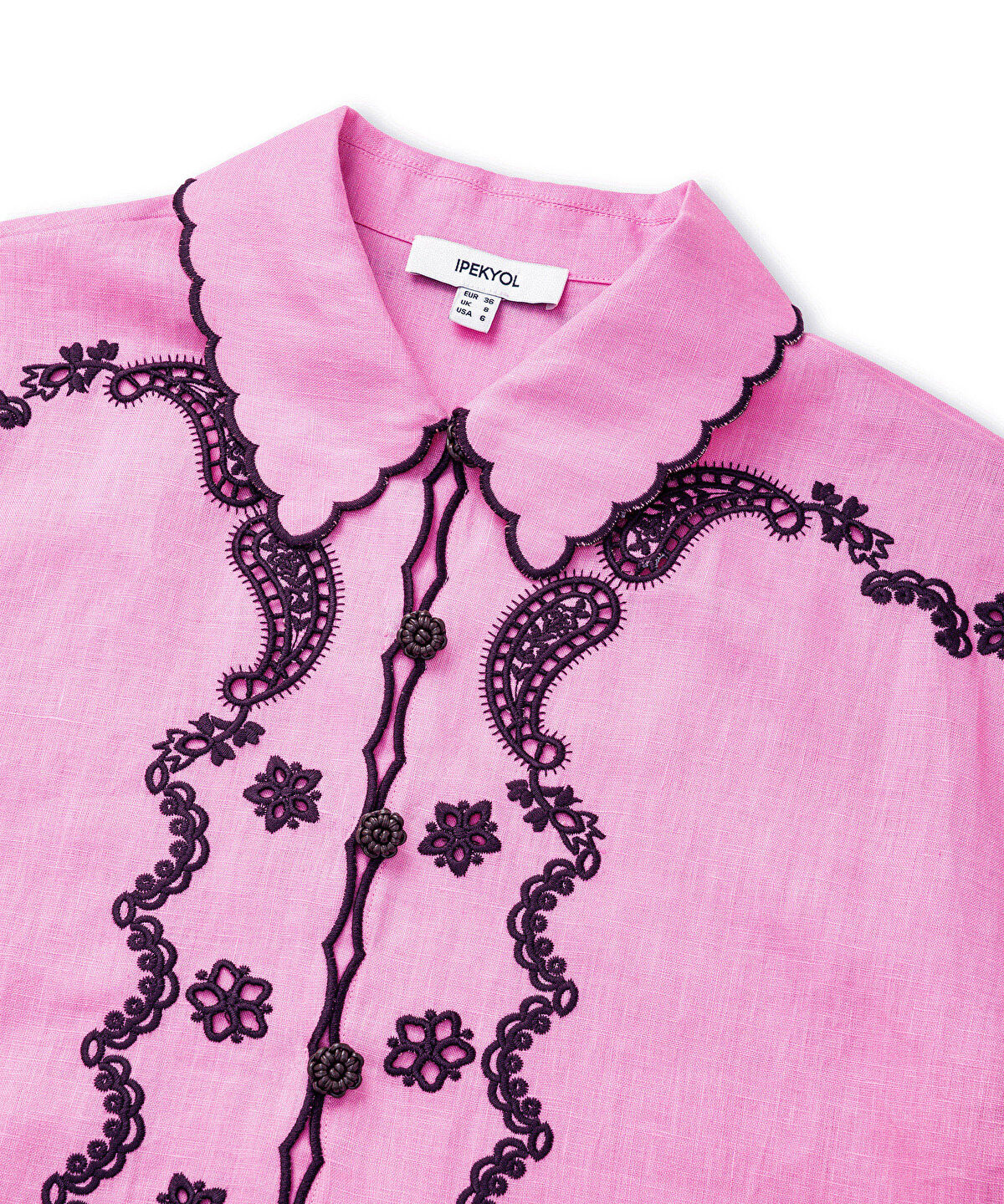 Linen Shirt with Contrast Embroidery