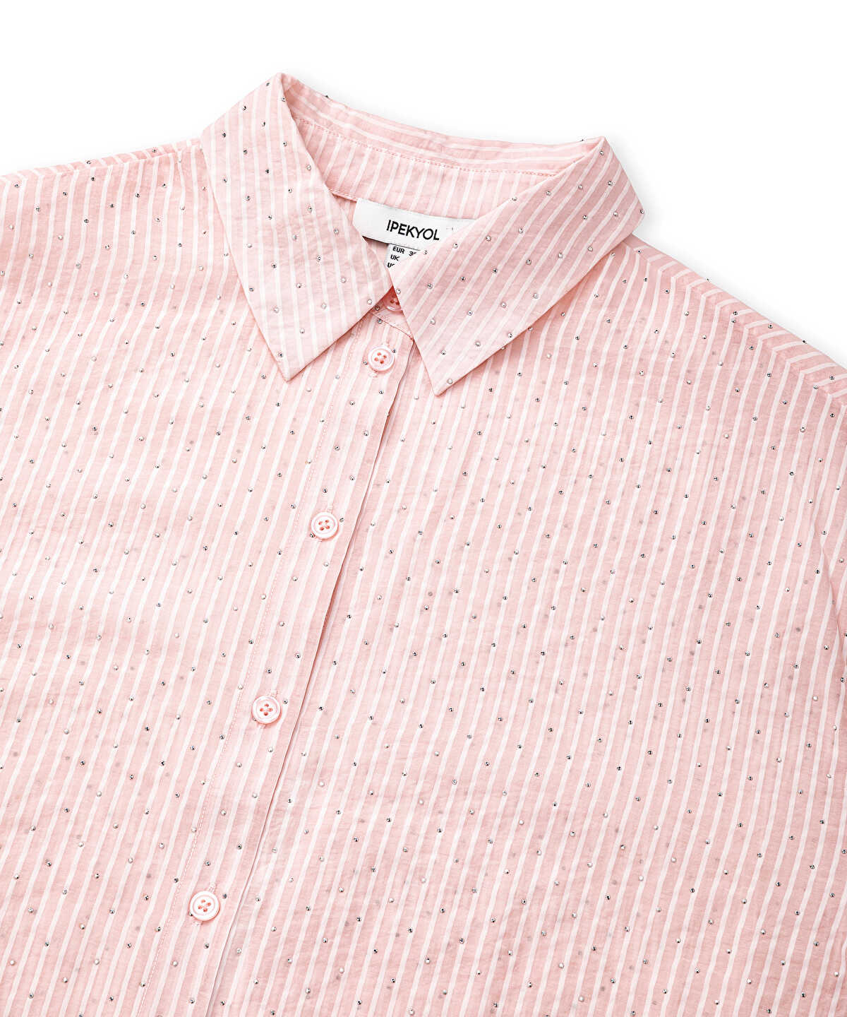 Rhinestone Embellished Striped Shirt