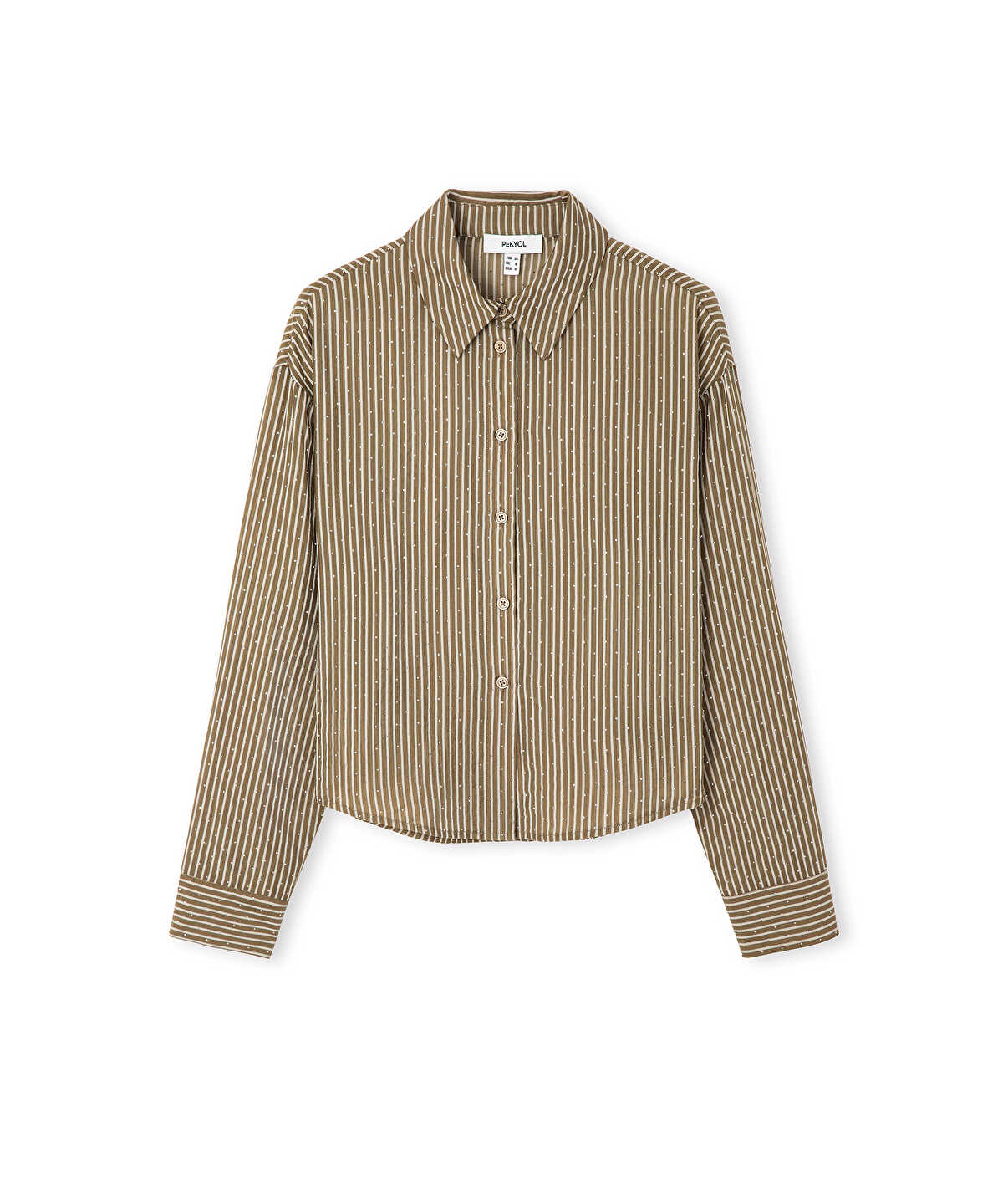 Rhinestone Embellished Striped Shirt
