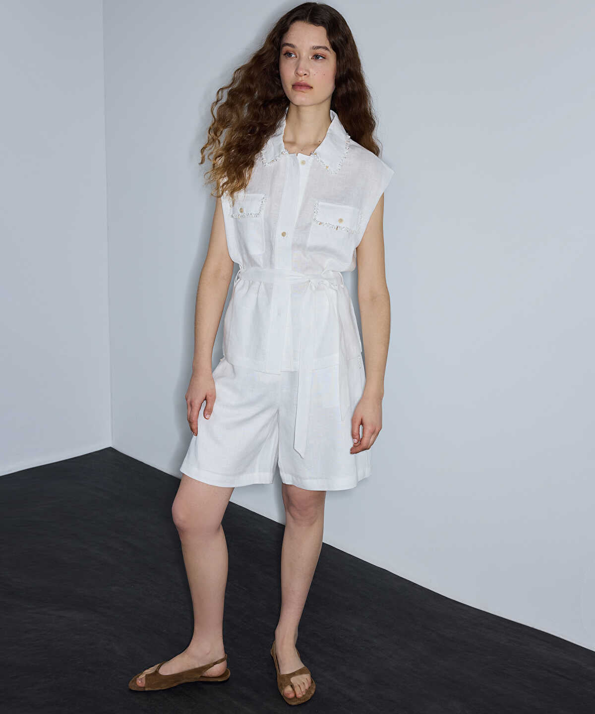 Embellished Linen Shirt